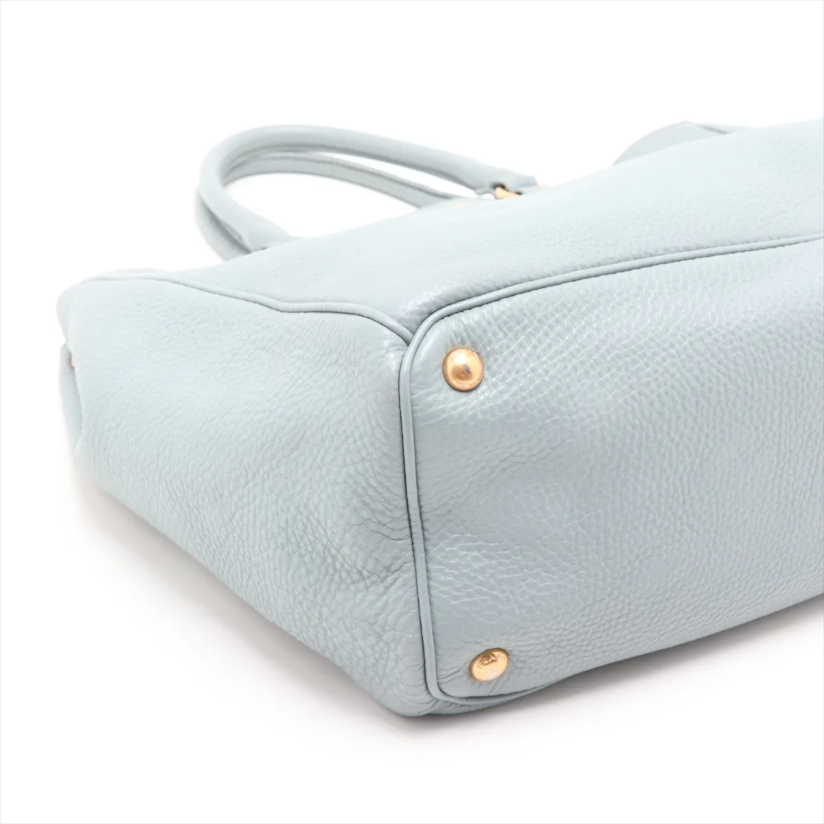Leather 2-Way Handbag, Blue — view 4