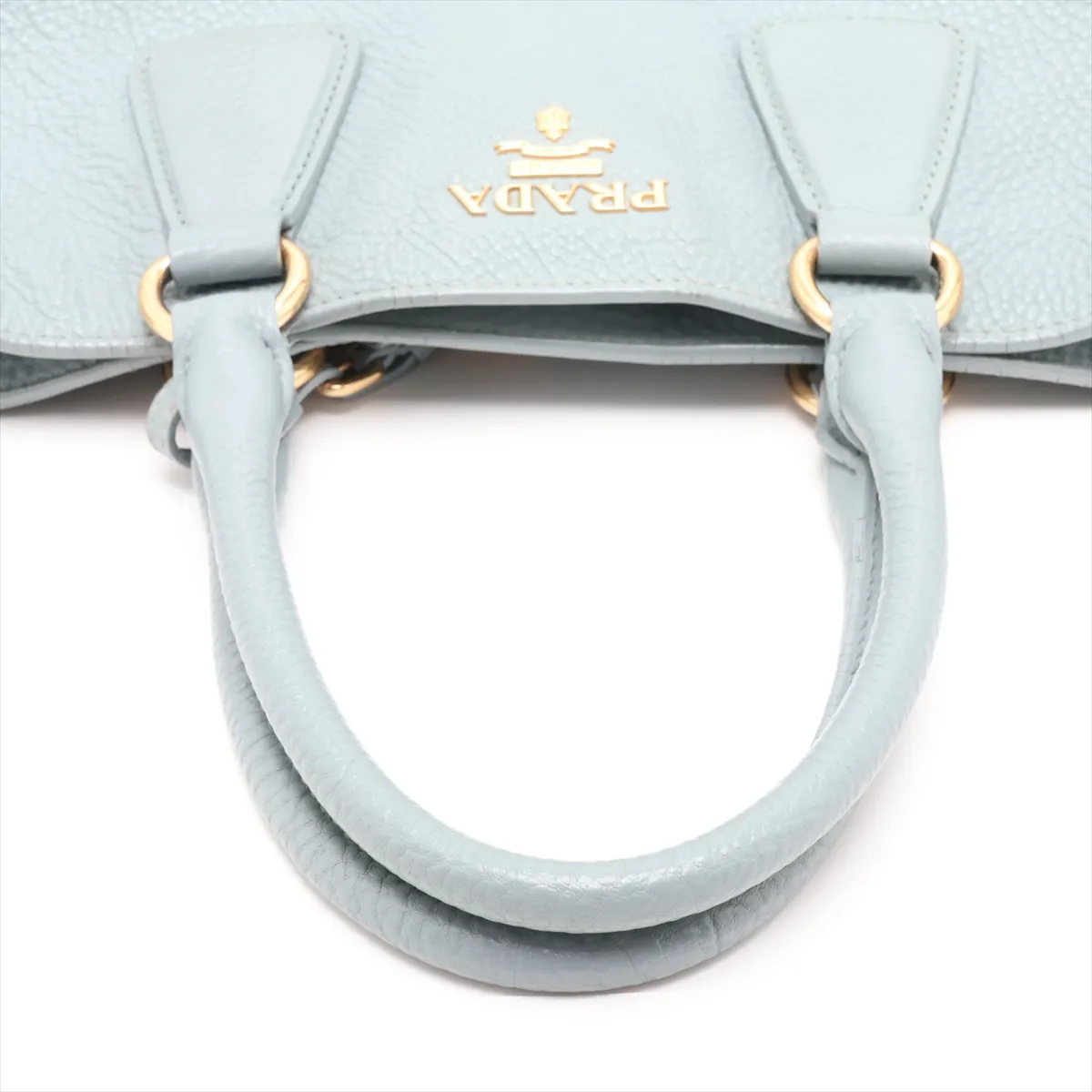Leather 2-Way Handbag, Blue — view 5