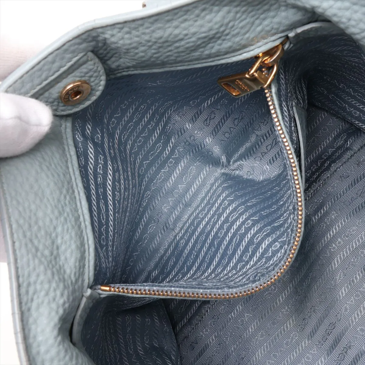 Leather 2-Way Handbag, Blue — view 9