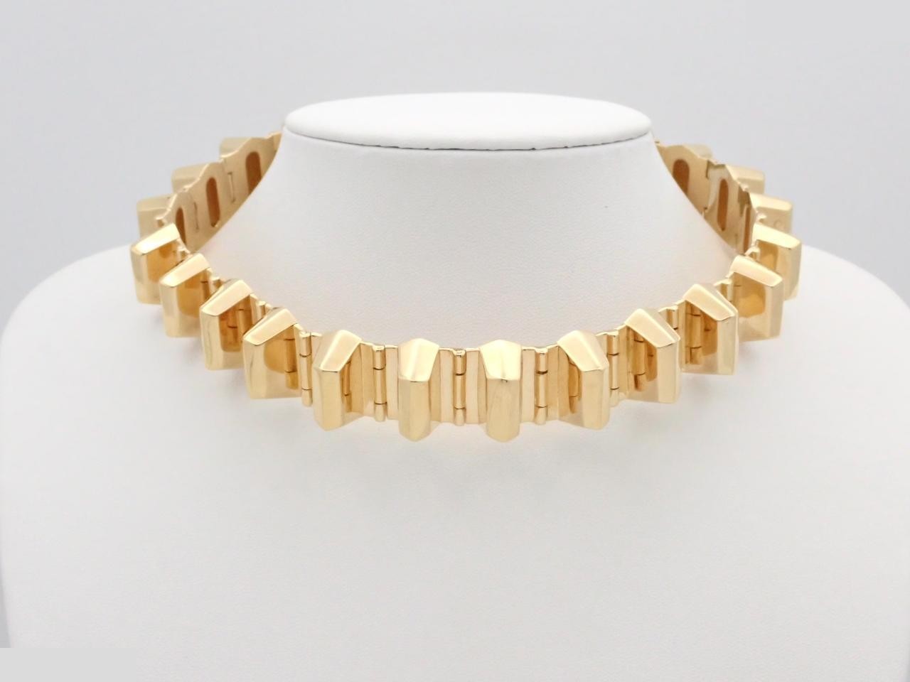 Geometric studded choker necklace, GP, neck circumference approximately 36cm — view 3