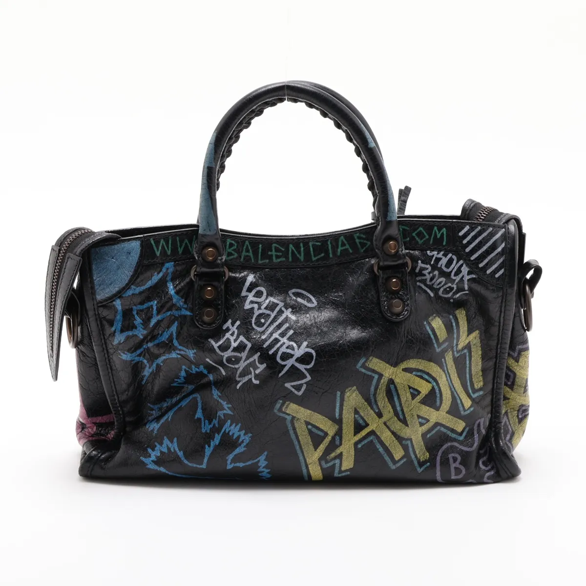 Graffiti Classic City 431621 Leather 2-Way Handbag, Black, with Mirror — view 2
