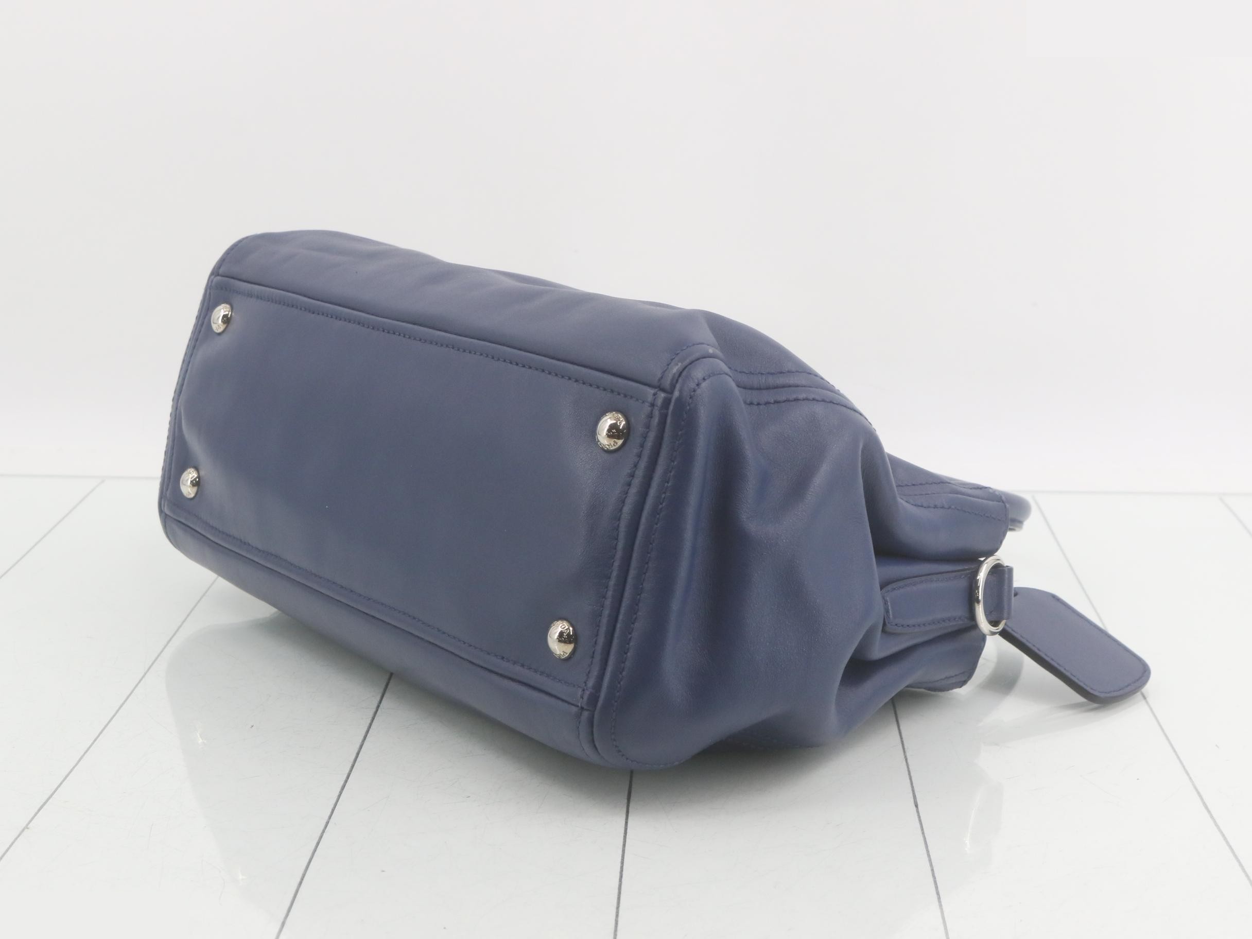 Handbag with shoulder strap, leather, blue — view 6