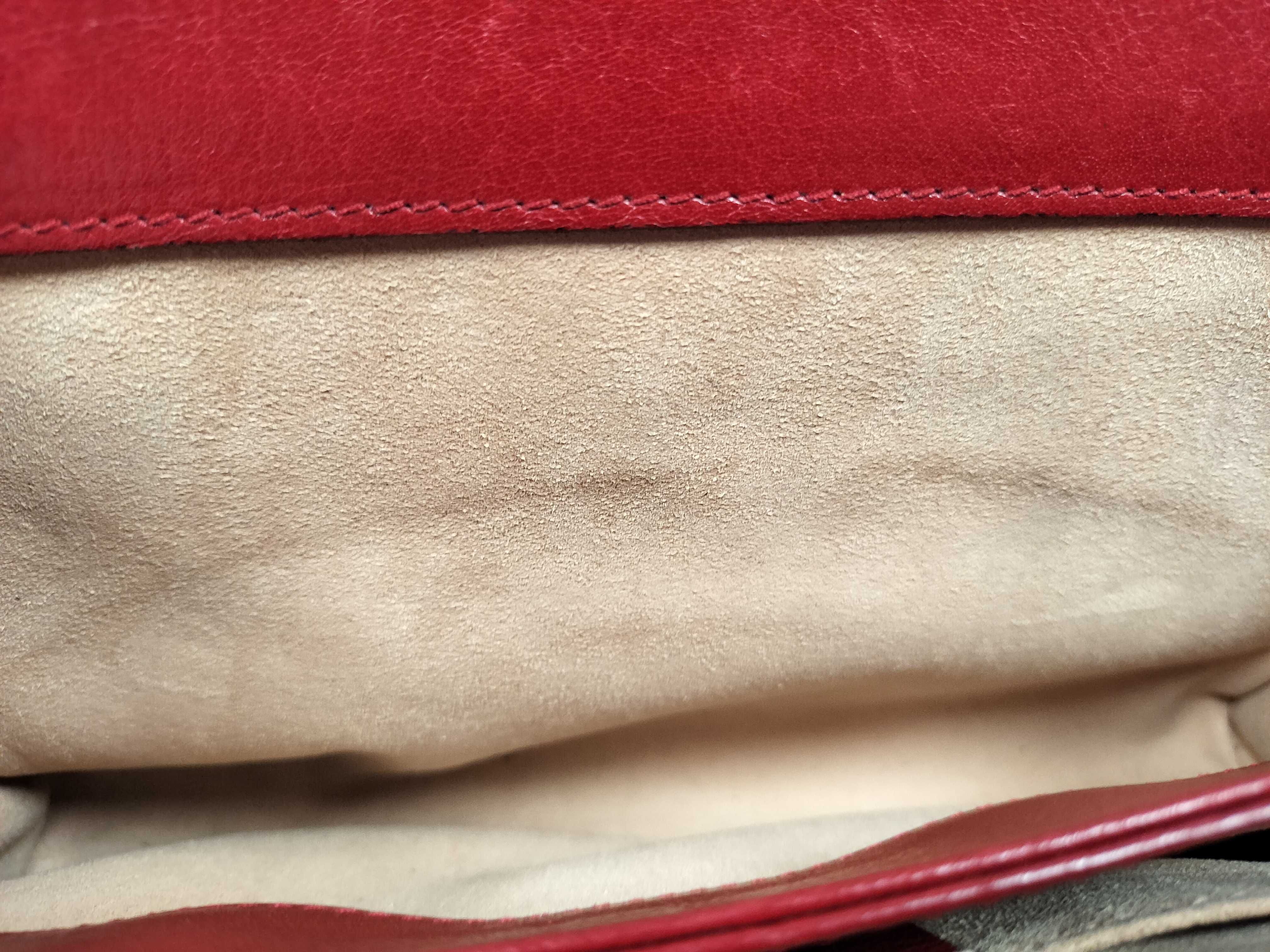 Ophidia Chain Shoulder Bag, Leather Suede, Navy Red, 503877 (Shoulder Bag) — view 12