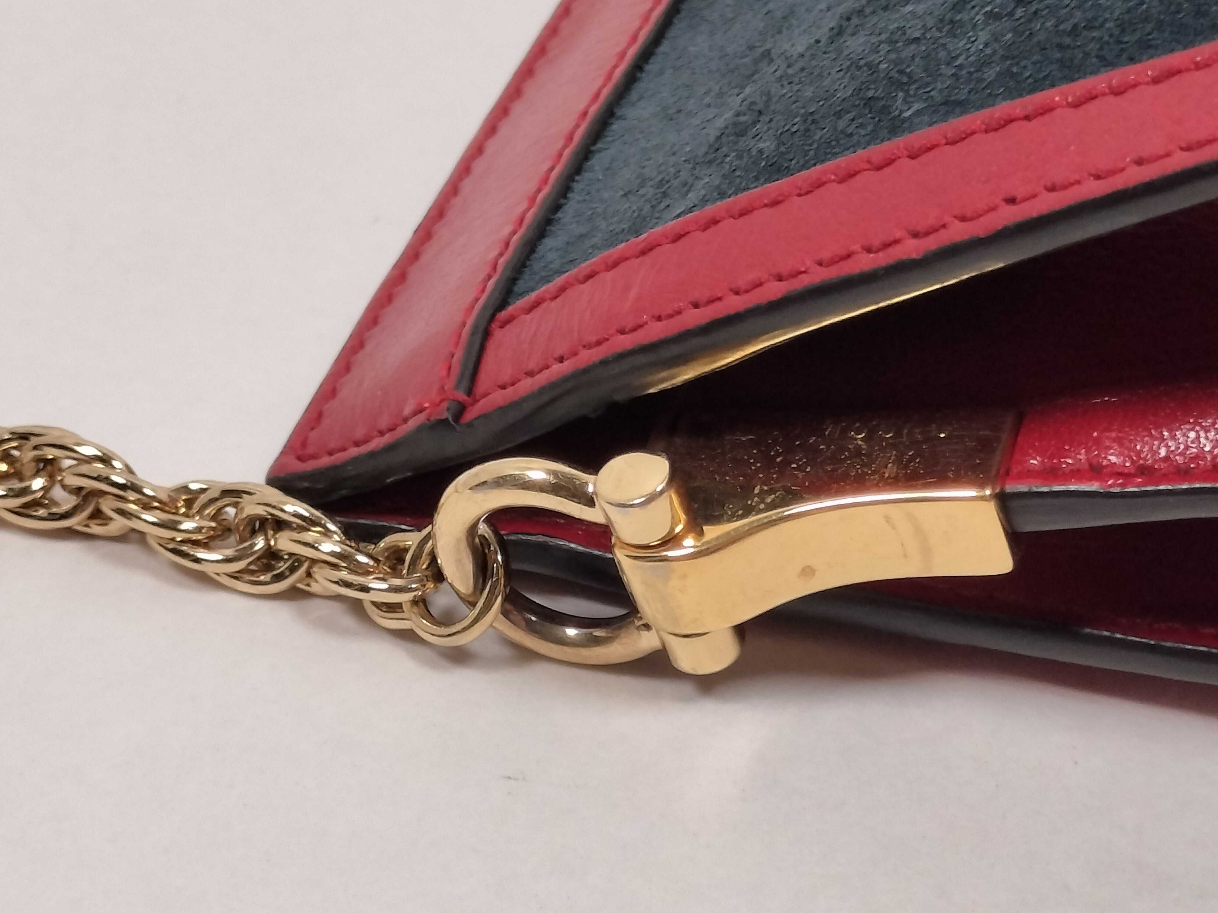 Ophidia Chain Shoulder Bag, Leather Suede, Navy Red, 503877 (Shoulder Bag) — view 5