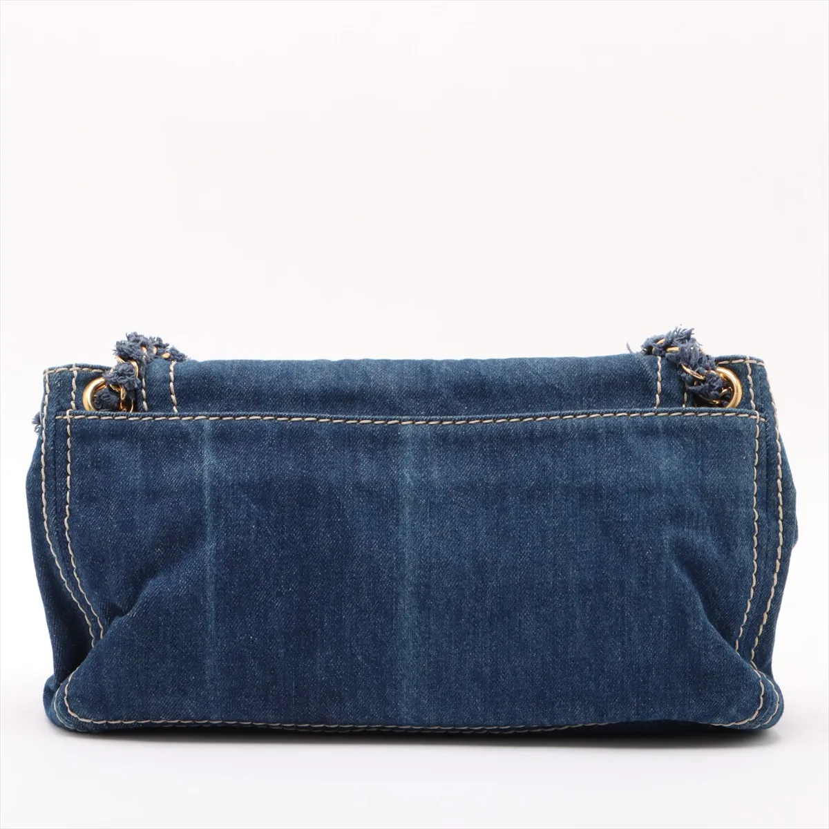 denim x leather chain shoulder bag blue BR4659 — view 2