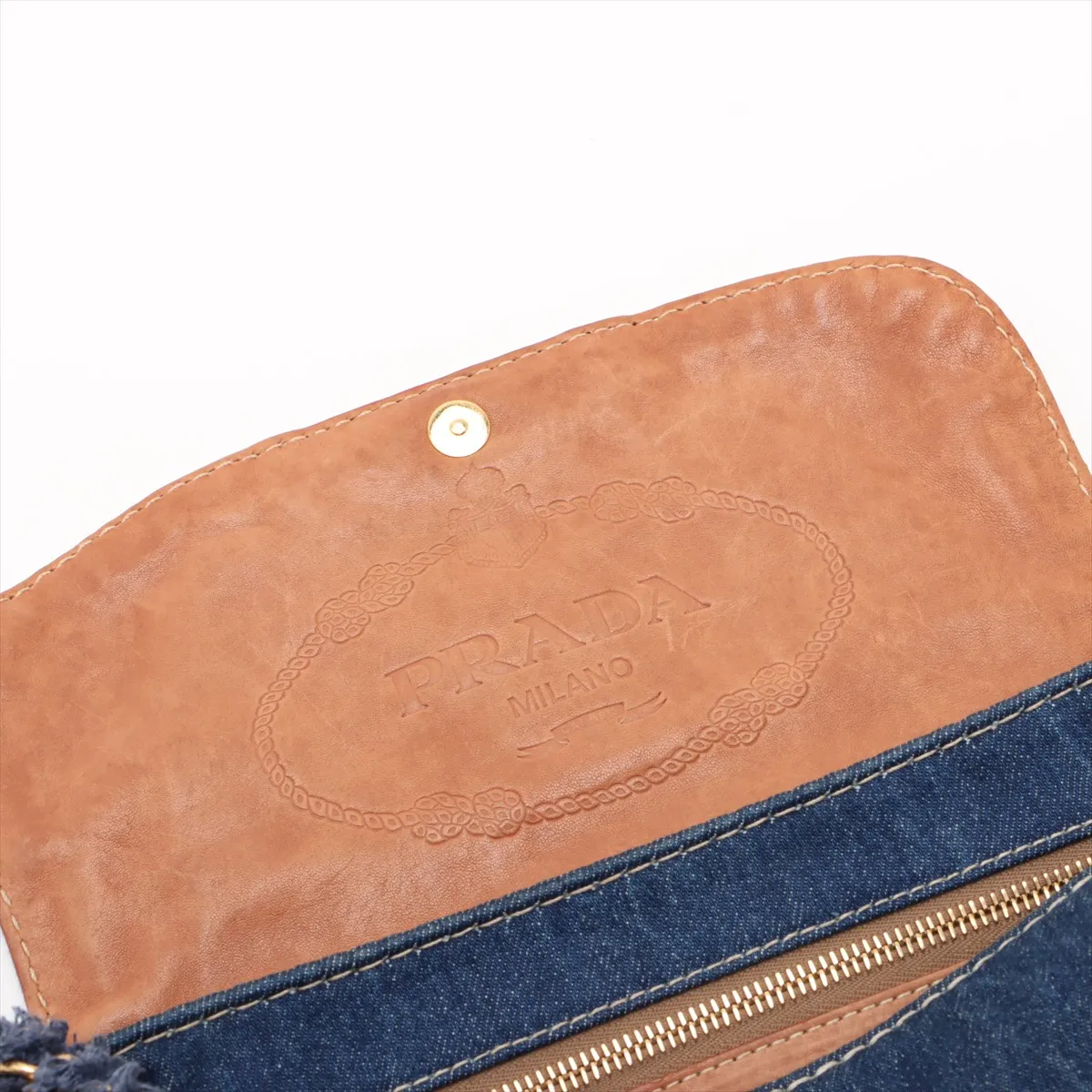 denim x leather chain shoulder bag blue BR4659 — view 15