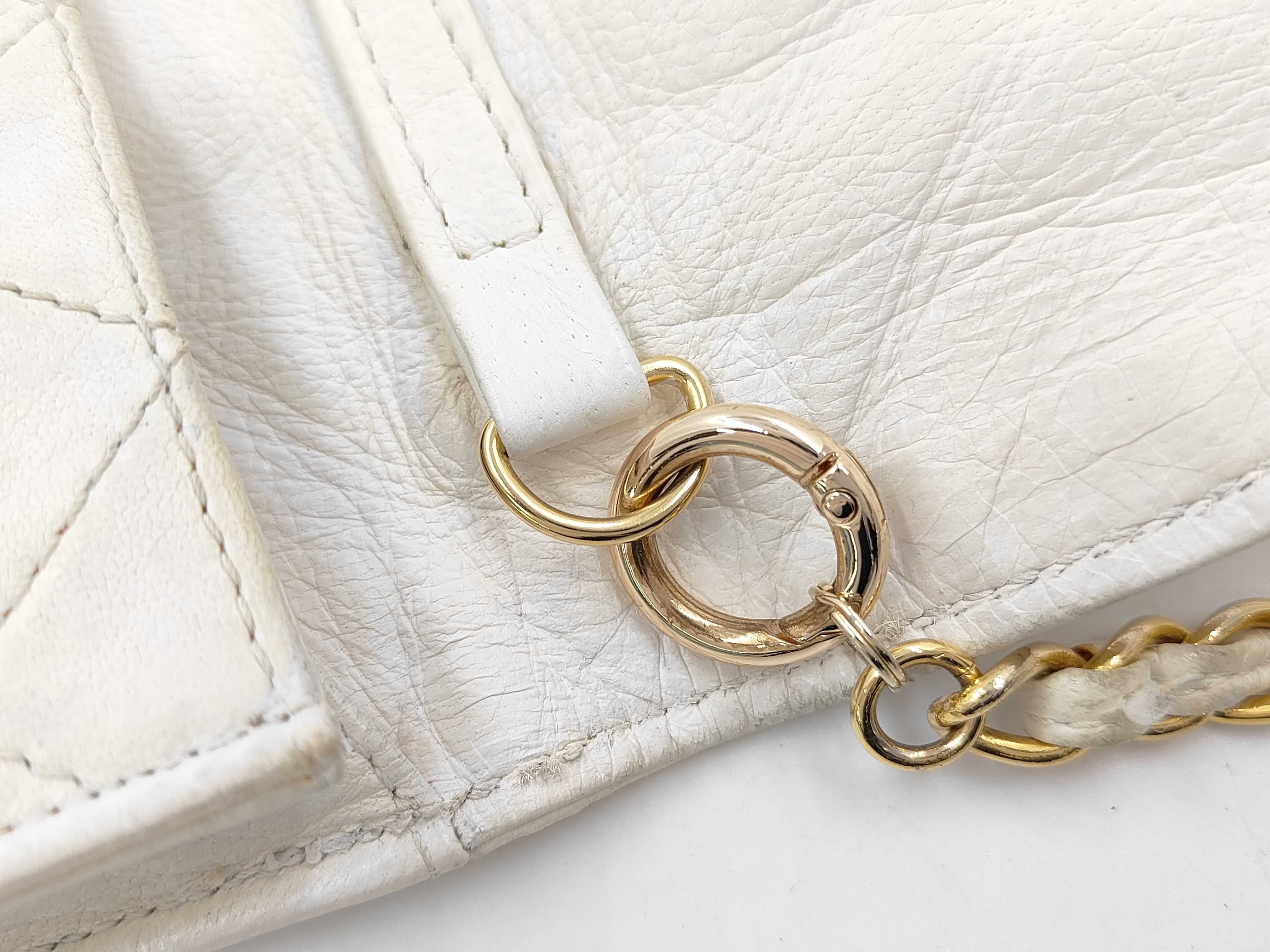 Matelassé Chain Shoulder Bag with Fringe, White Shoulder Bag — view 7