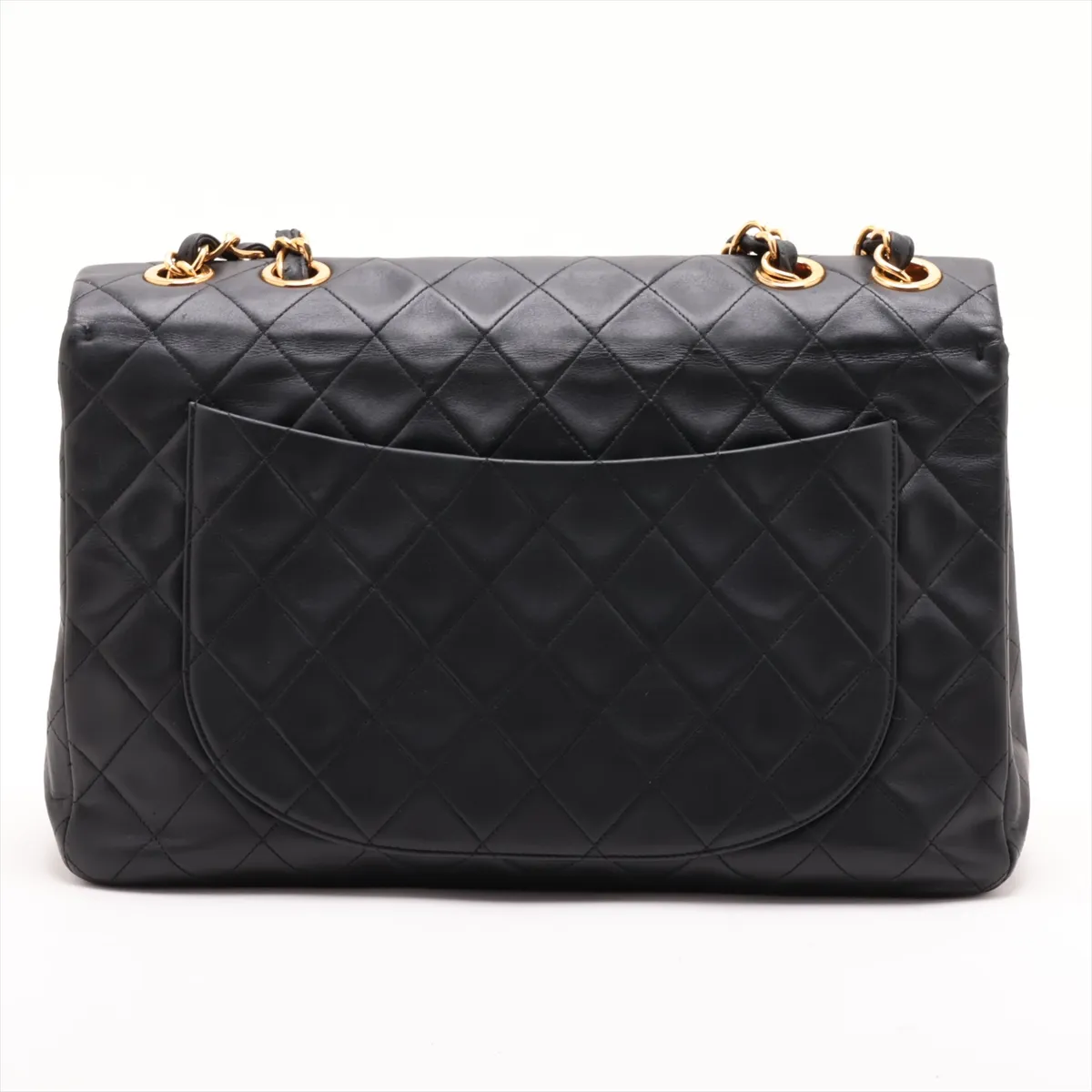 Large Matelassé 34 Maxi Lambskin Single Flap Double Chain Bag, Black with Gold Hardware, 2585359, Series 3 — view 2