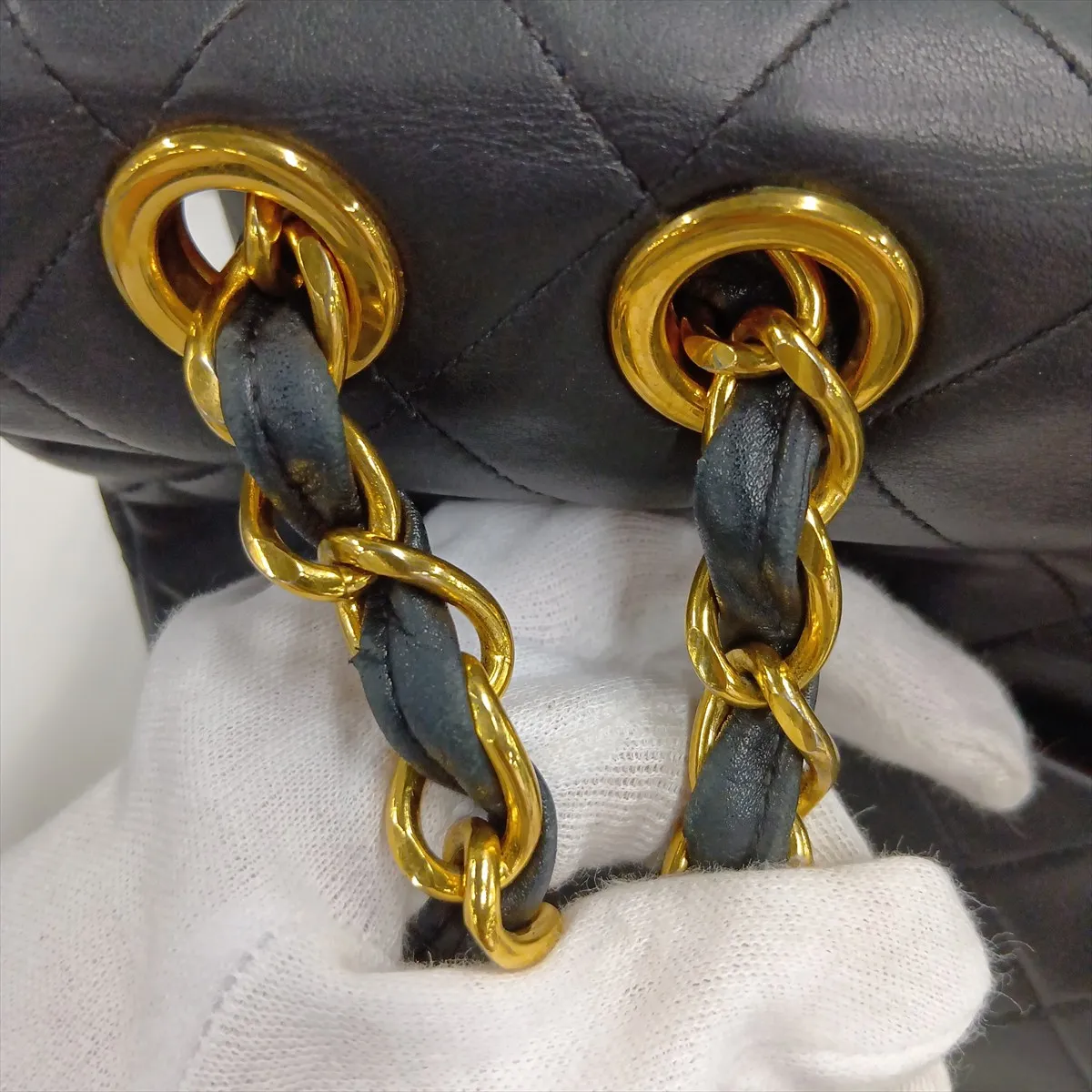 Large Matelassé 34 Maxi Lambskin Single Flap Double Chain Bag, Black with Gold Hardware, 2585359, Series 3 — view 11