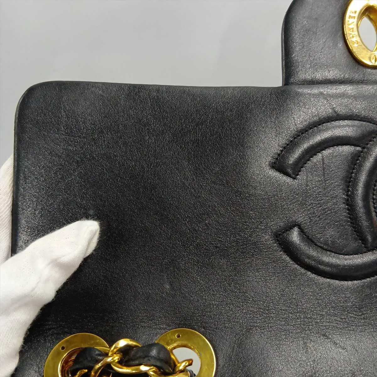 Large Matelassé 34 Maxi Lambskin Single Flap Double Chain Bag, Black with Gold Hardware, 2585359, Series 3 — view 14