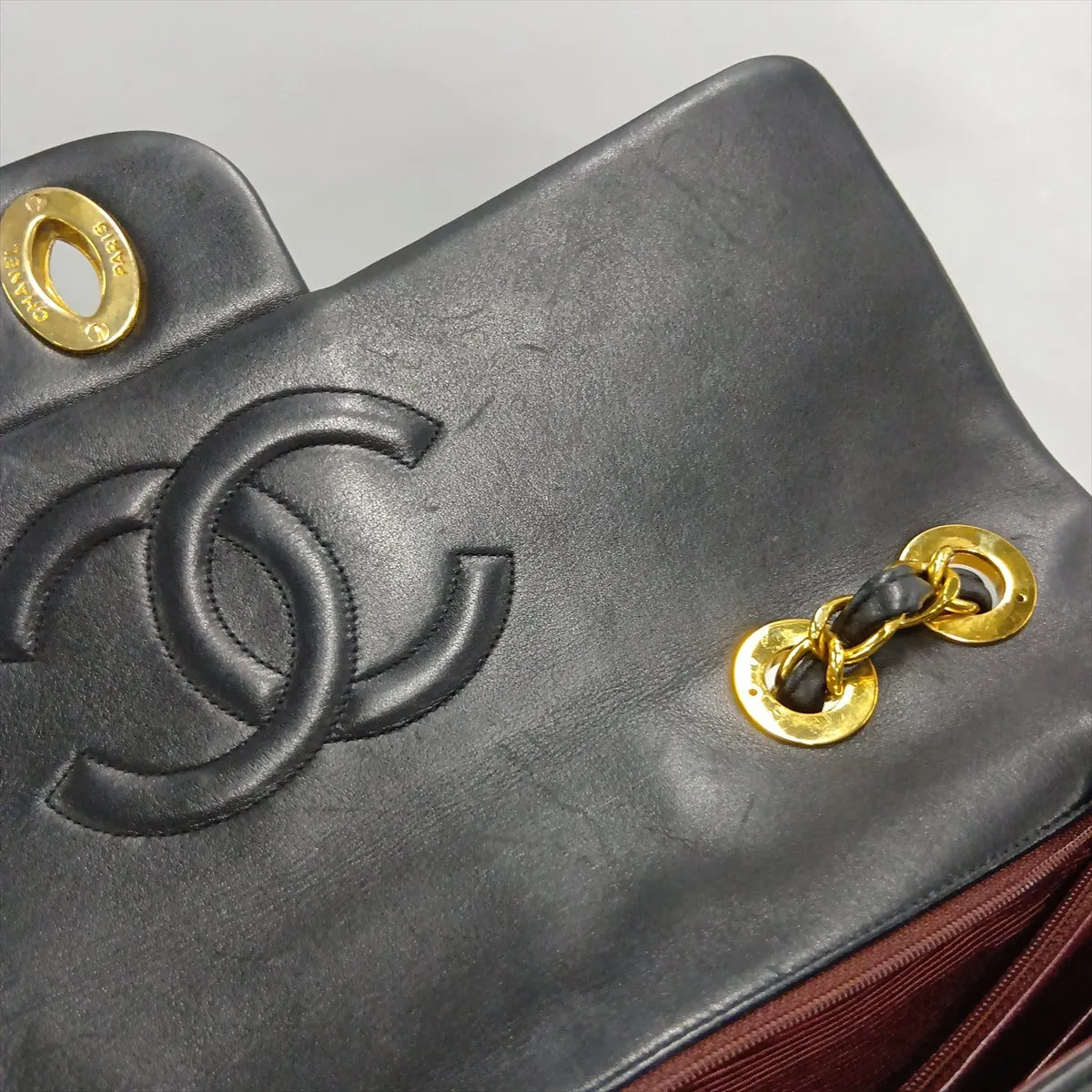Large Matelassé 34 Maxi Lambskin Single Flap Double Chain Bag, Black with Gold Hardware, 2585359, Series 3 — view 15