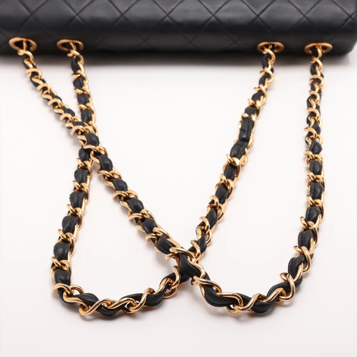 Large Matelassé 34 Maxi Lambskin Single Flap Double Chain Bag, Black with Gold Hardware, 2585359, Series 3 — view 5