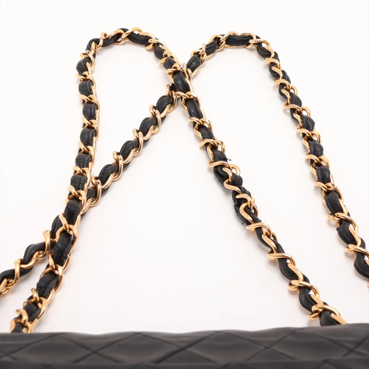 Large Matelassé 34 Maxi Lambskin Single Flap Double Chain Bag, Black with Gold Hardware, 2585359, Series 3 — view 6
