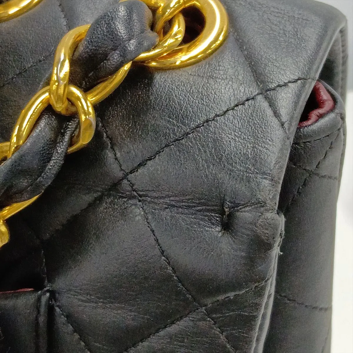 Large Matelassé 34 Maxi Lambskin Single Flap Double Chain Bag, Black with Gold Hardware, 2585359, Series 3 — view 10