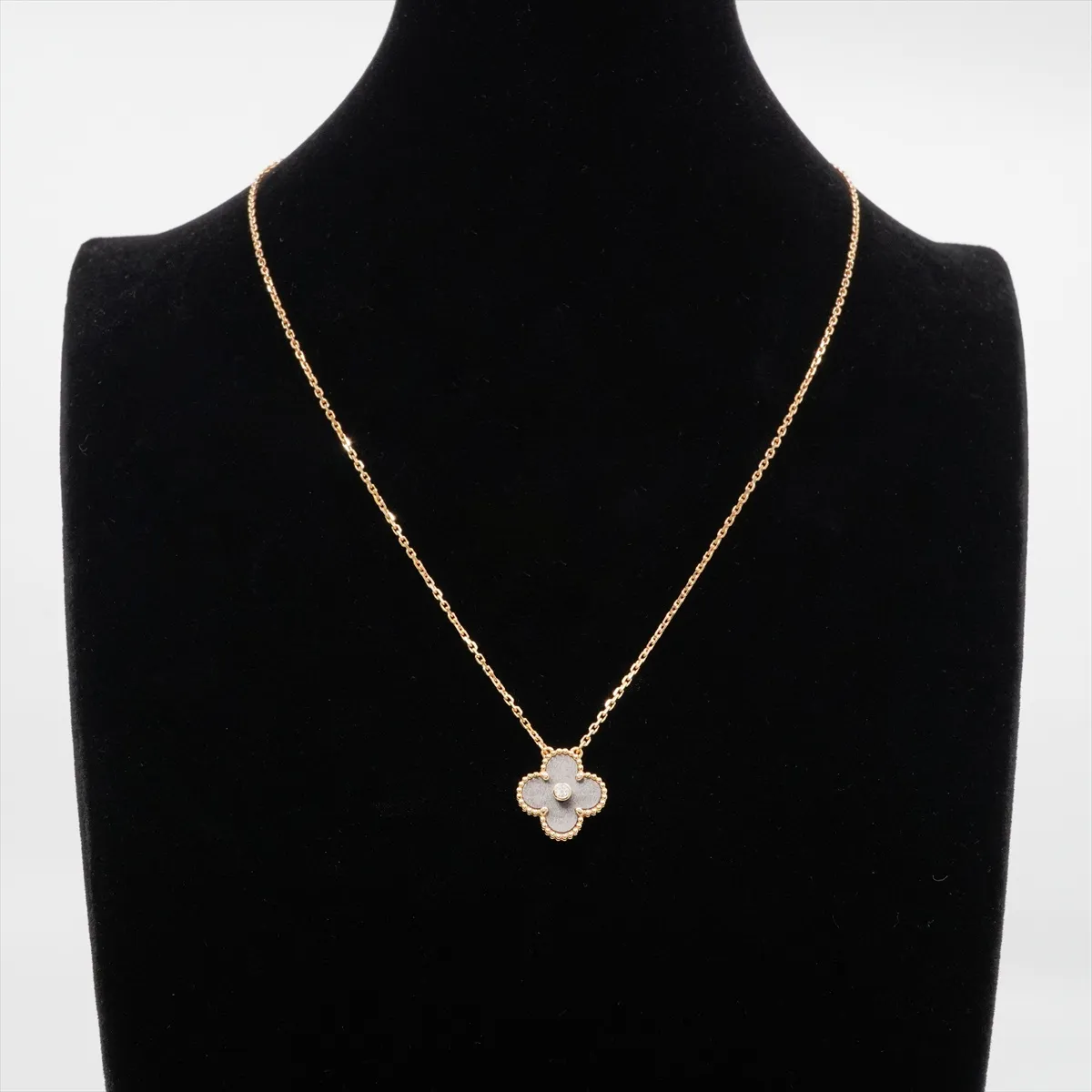 Vintage Alhambra Obsidian Diamond Necklace, 750 (PG), 6.4g, JD61472, — view 10