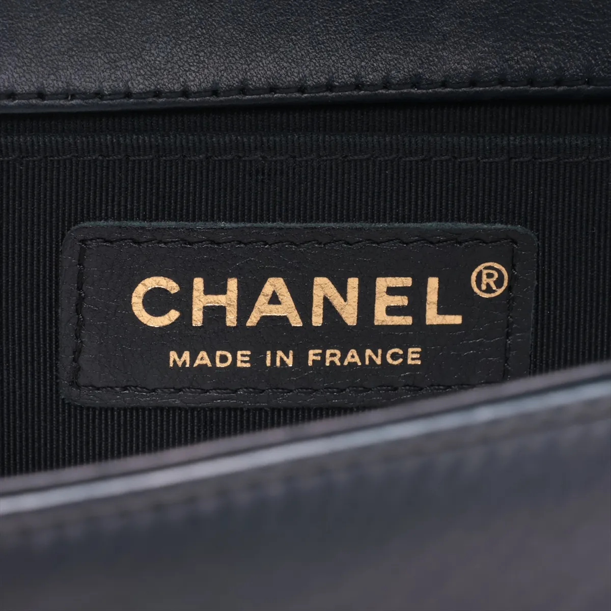 Boy Chanel 25 Lambskin Chain Shoulder Bag, Navy, Gold Hardware, 19851357, Serial Number 19-series, A67086 — view 9