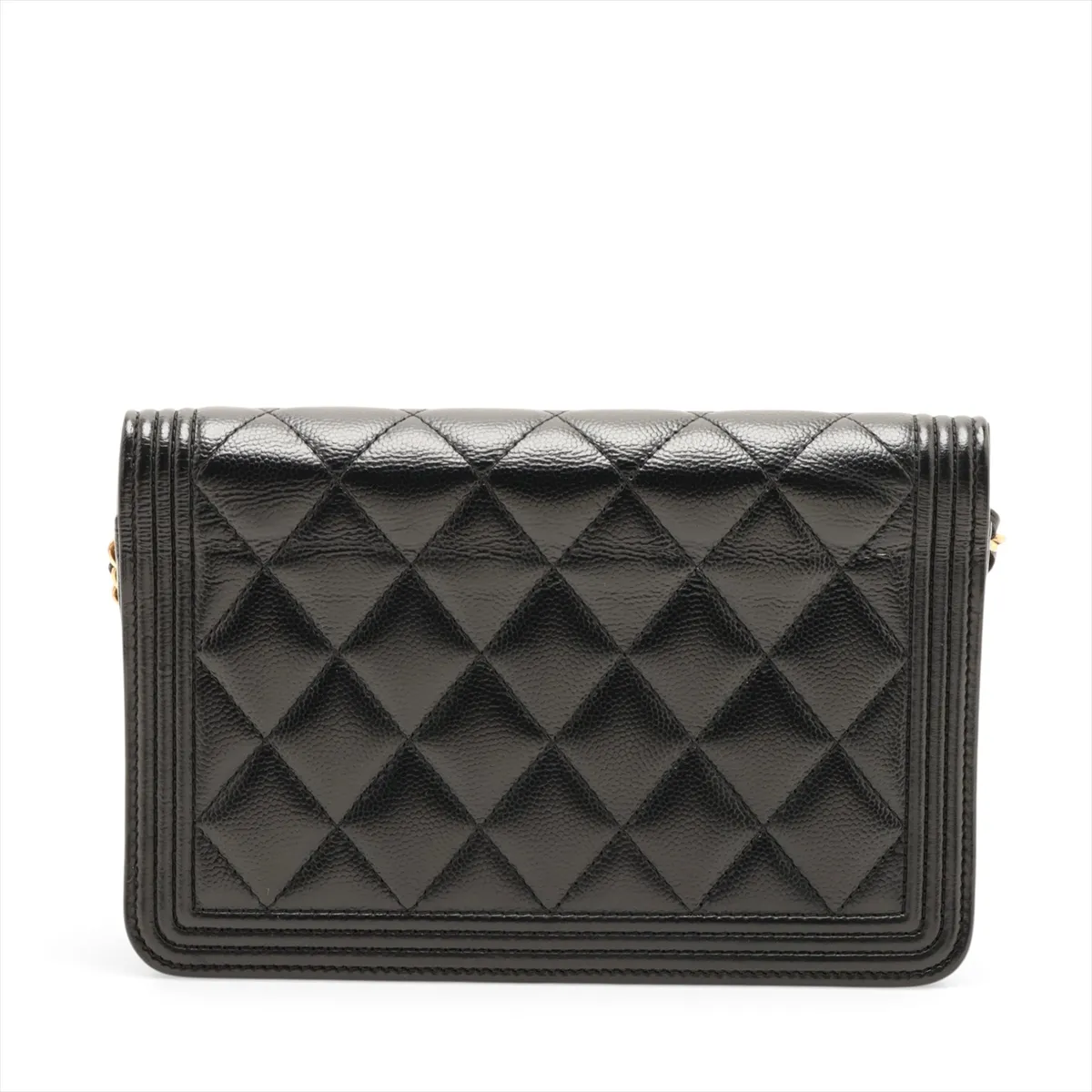 Boy Chanel Caviar Skin Chain Wallet, Black with Gold Hardware, 25317287, Serial Number — view 2
