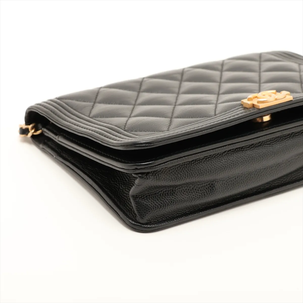 Boy Chanel Caviar Skin Chain Wallet, Black with Gold Hardware, 25317287, Serial Number — view 4