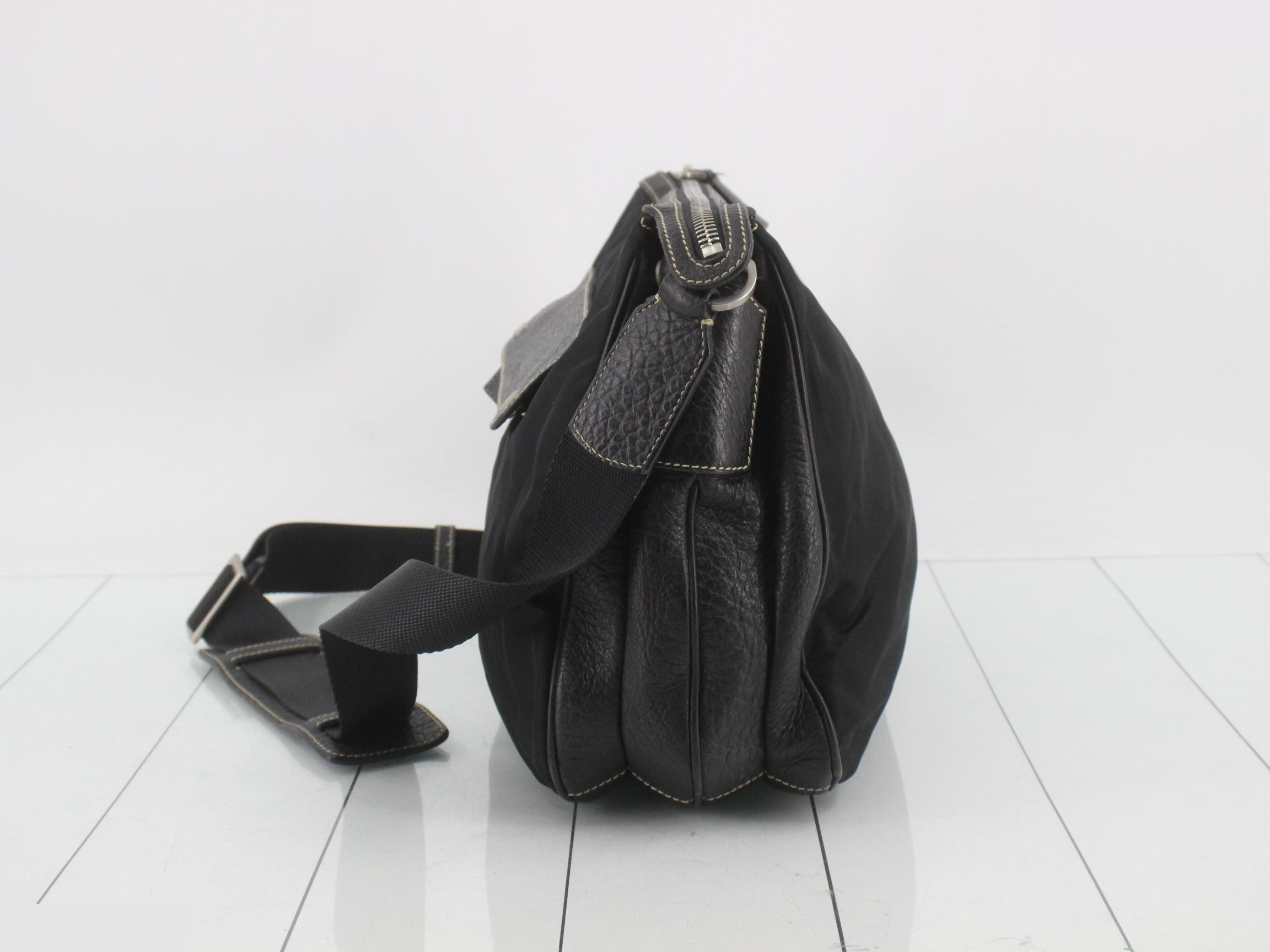 Nylon and leather shoulder bag — view 3