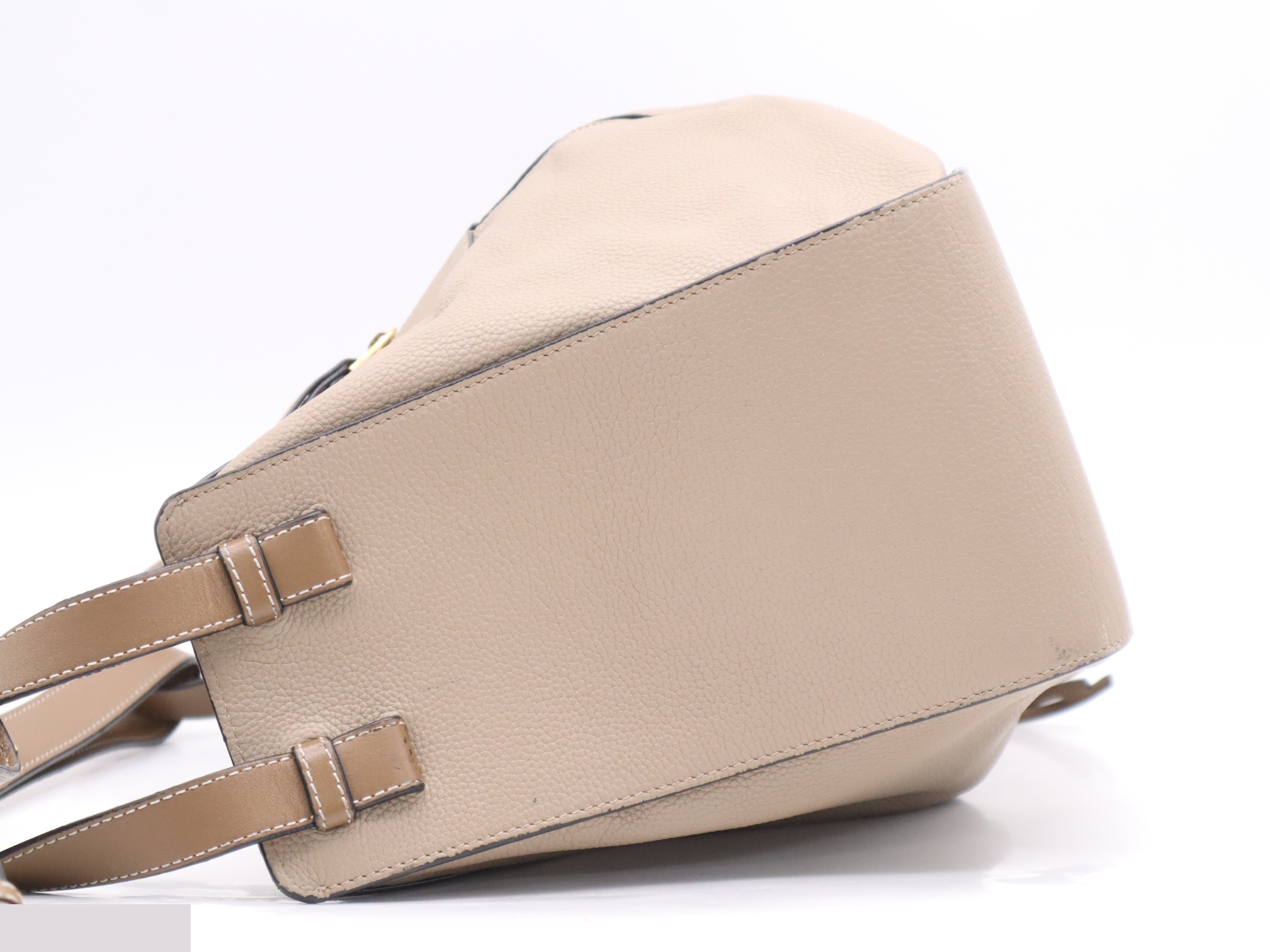 Leather Hammock Small 2-Way Handbag, Beige/Brown — view 3