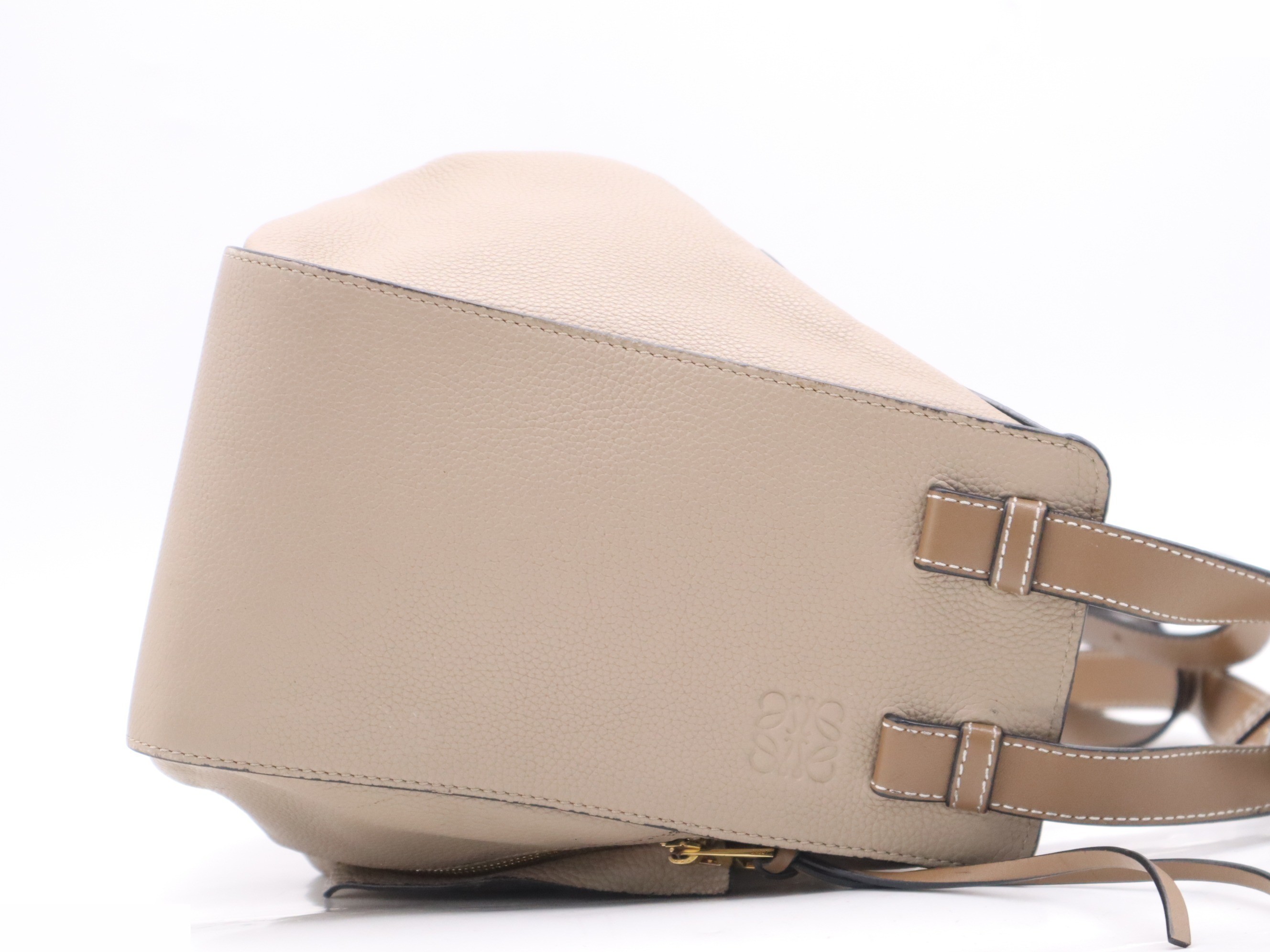 Leather Hammock Small 2-Way Handbag, Beige/Brown — view 5