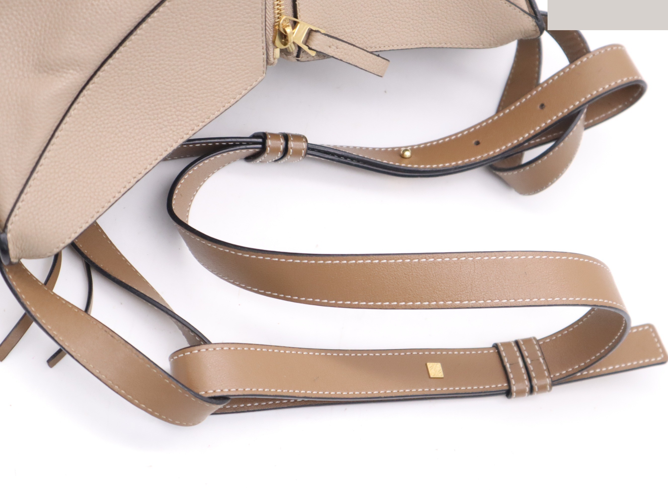 Leather Hammock Small 2-Way Handbag, Beige/Brown — view 6