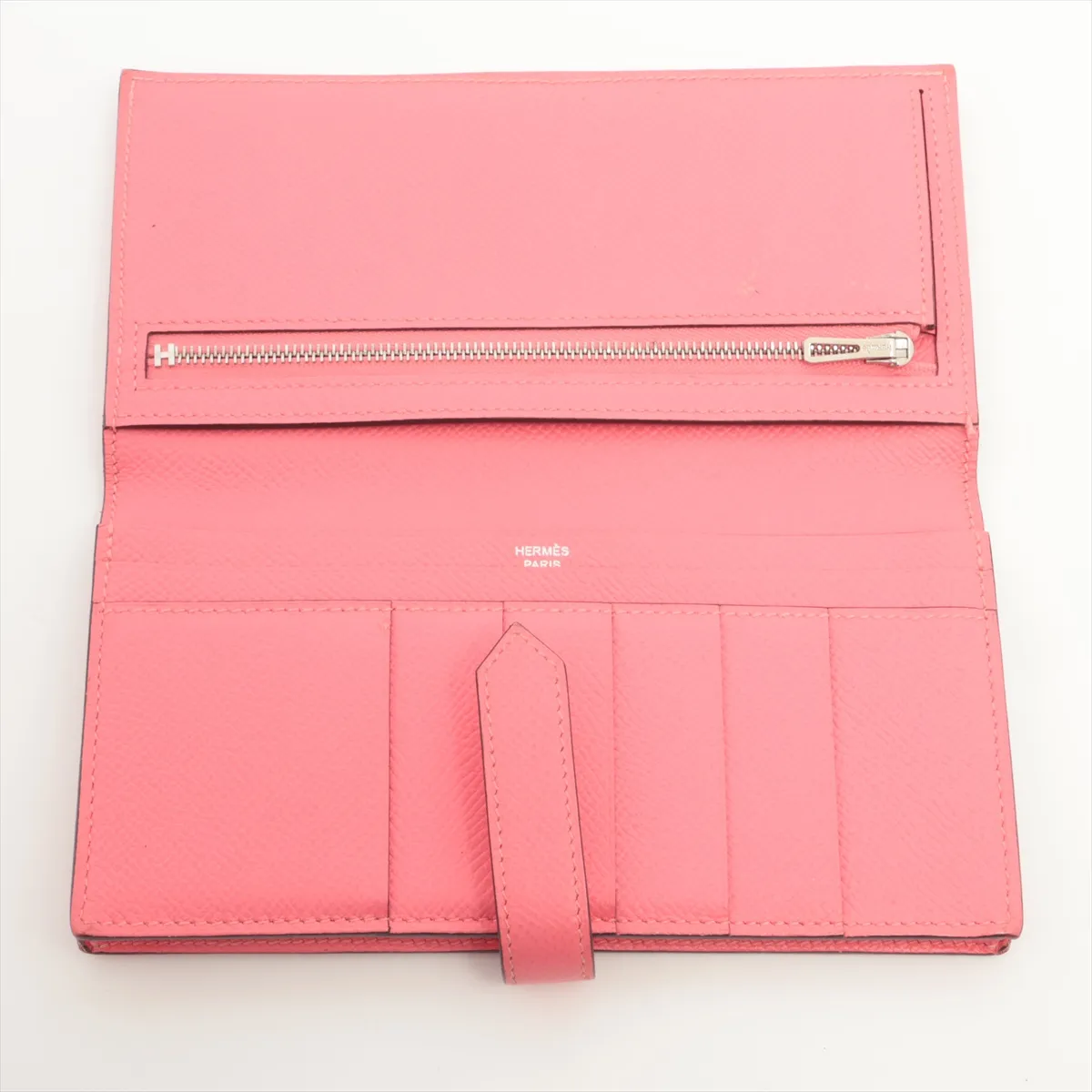 Bearn Soufflé Veau Epsom Long Wallet Rose Azalee Silver Hardware A: 2017 — view 3