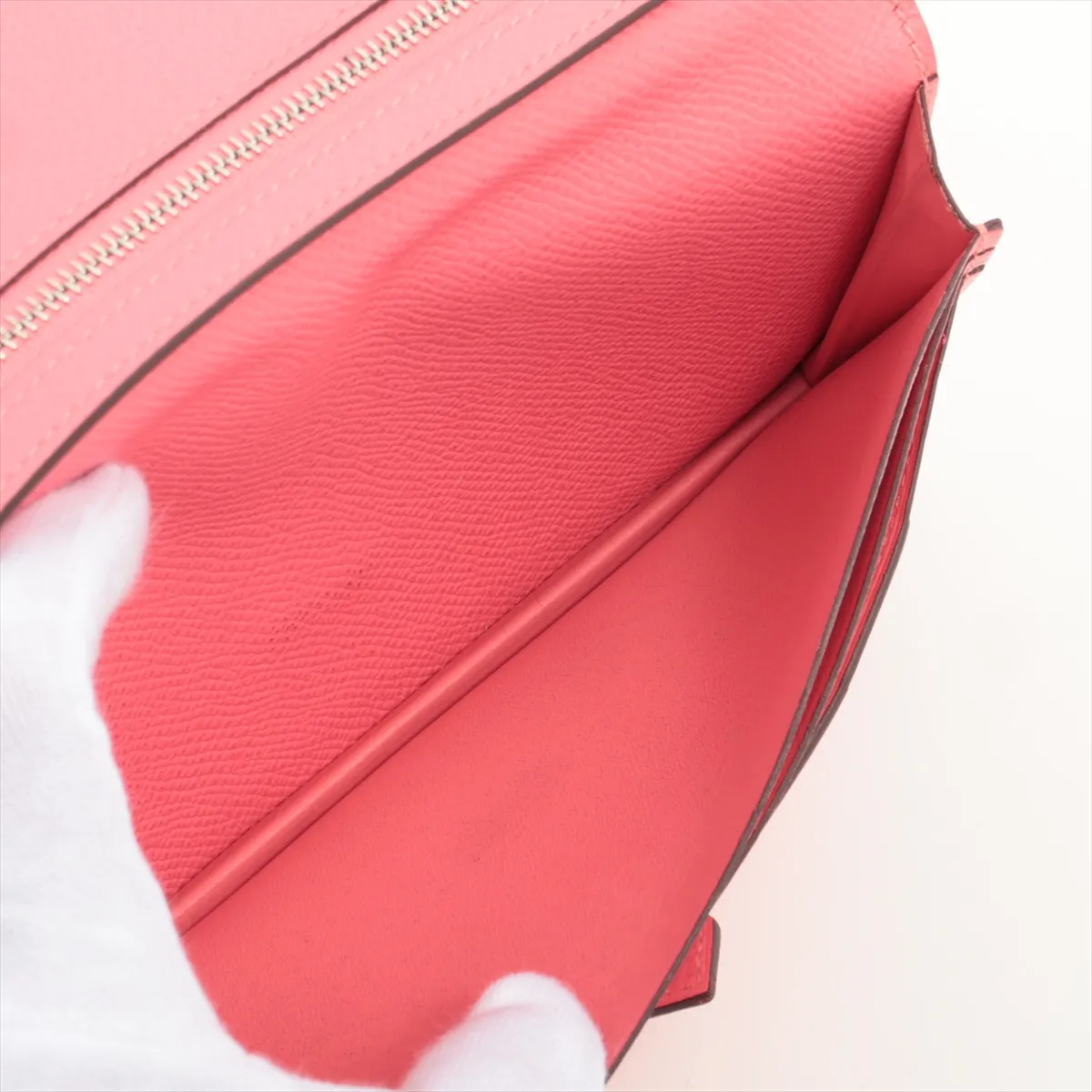 Bearn Soufflé Veau Epsom Long Wallet Rose Azalee Silver Hardware A: 2017 — view 4