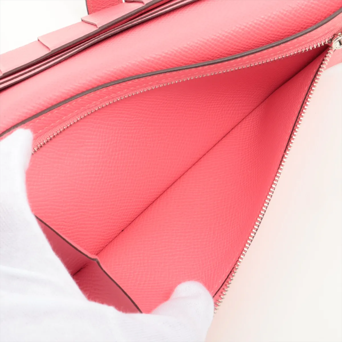 Bearn Soufflé Veau Epsom Long Wallet Rose Azalee Silver Hardware A: 2017 — view 8