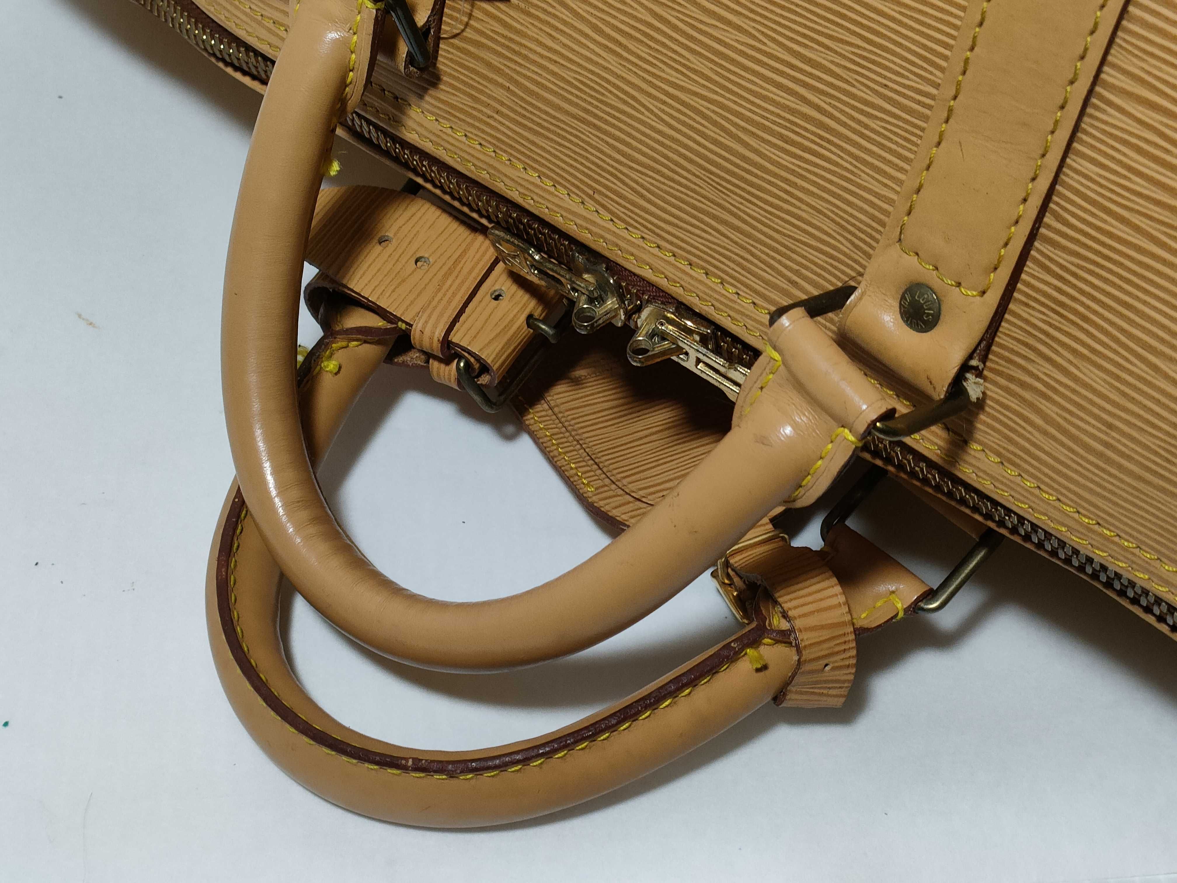 Epi Keepall Boston Bag, Yellow, with some mold inside and corner wear. — view 3
