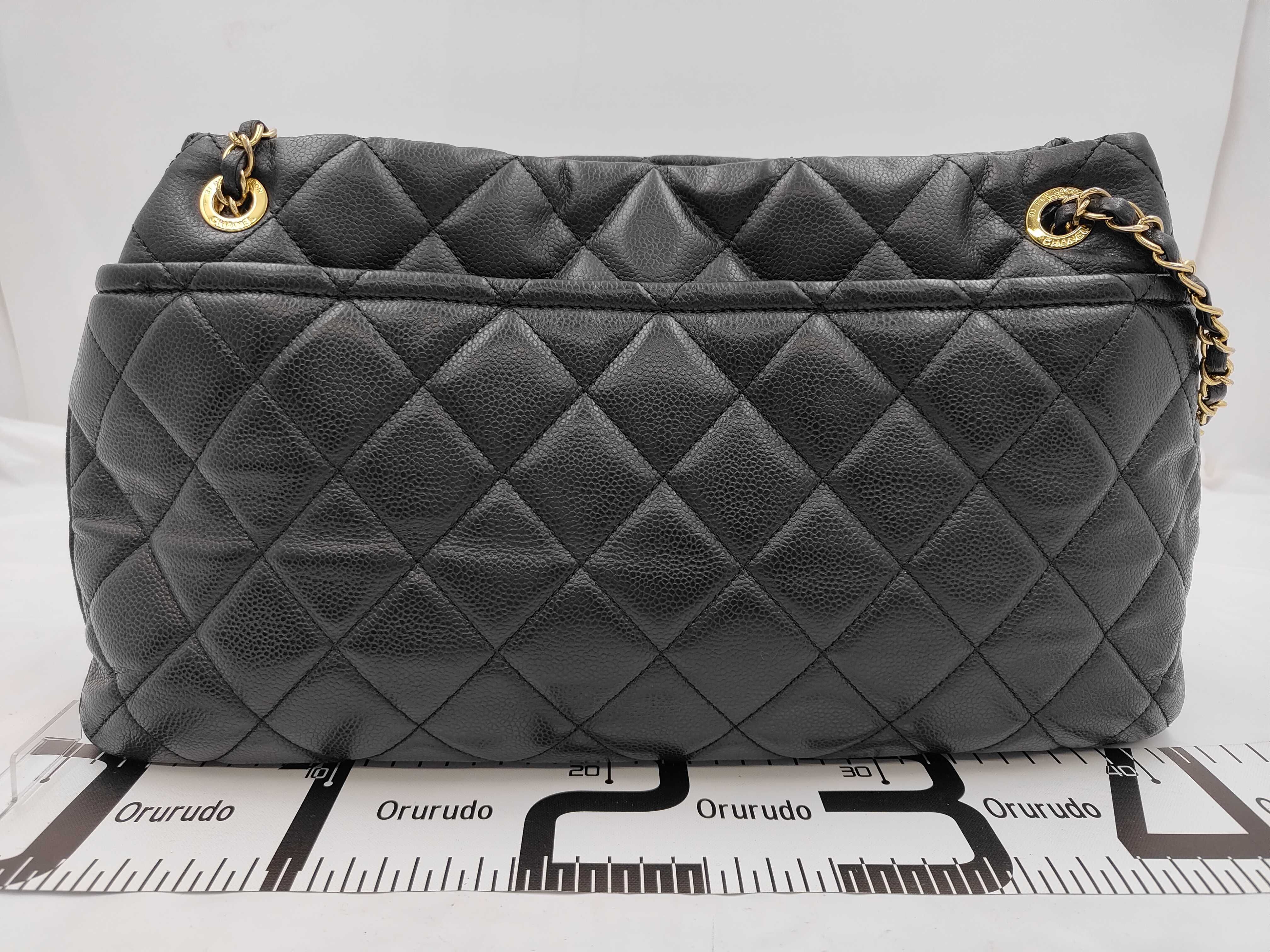 Caviar Skin Chain Handbag, Black Shoulder Bag — view 2