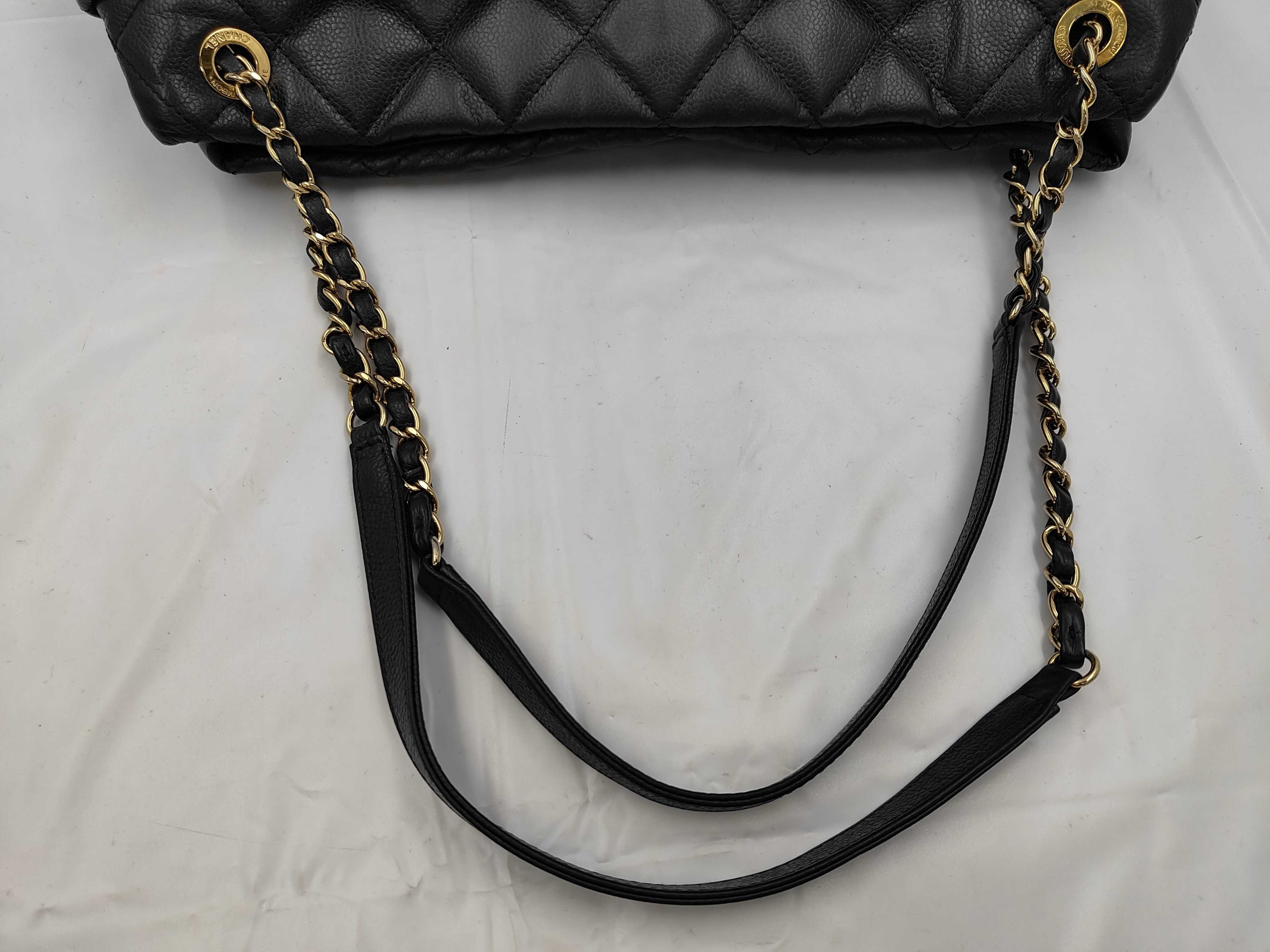 Caviar Skin Chain Handbag, Black Shoulder Bag — view 3
