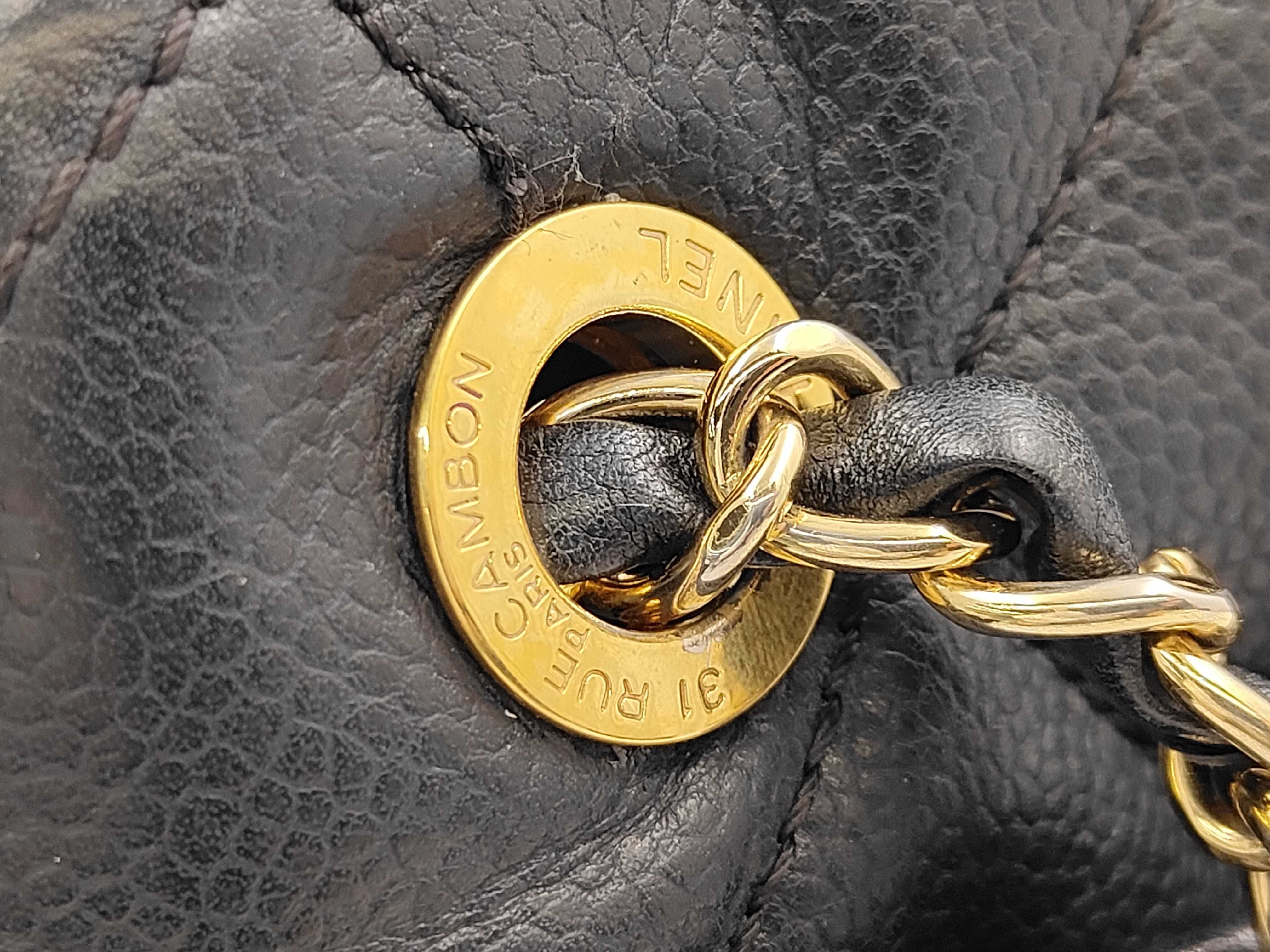 Caviar Skin Chain Handbag, Black Shoulder Bag — view 6