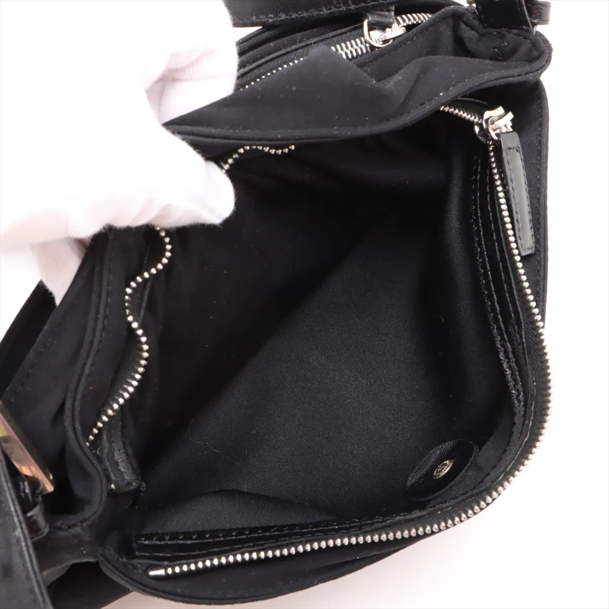 Mamma Bucket 26727 Cotton Jersey x Leather Shoulder Bag, Black — view 8