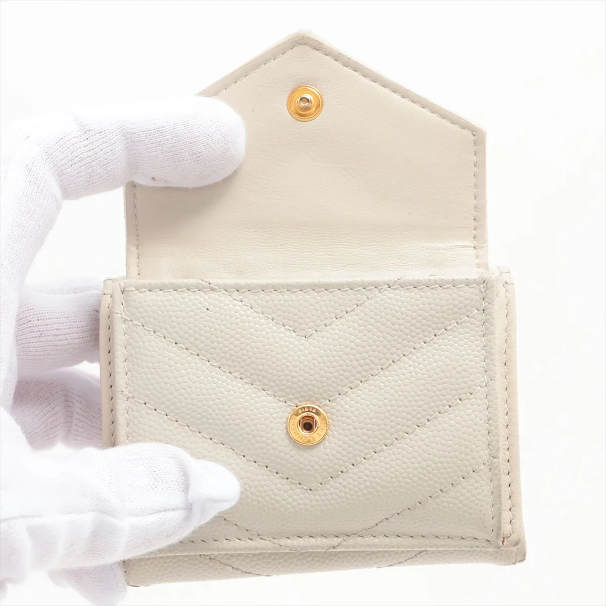 Cassandra La Trasse Multifold Wallet TGN505118 Leather Compact Wallet White — view 3