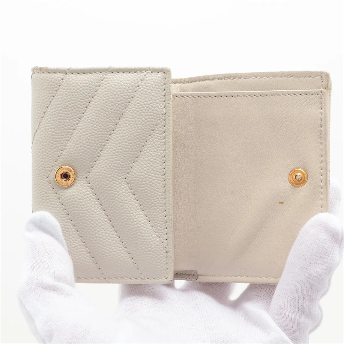 Cassandra La Trasse Multifold Wallet TGN505118 Leather Compact Wallet White — view 4