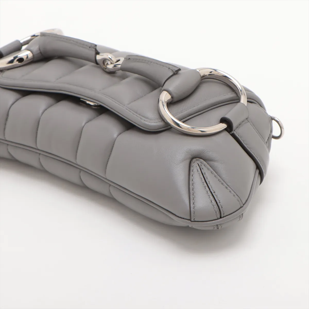 Horsebit Leather 2-Way Shoulder Bag, Gray, 764339 — view 3