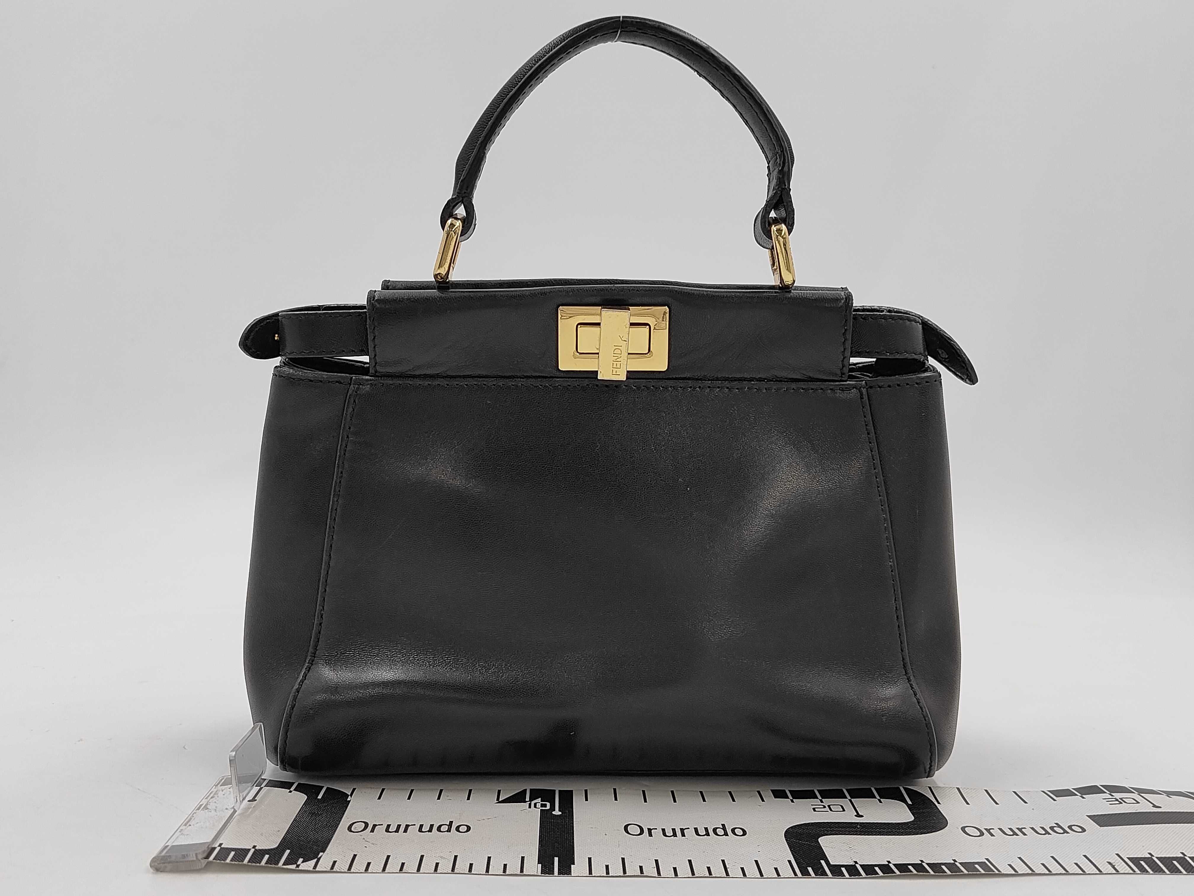 Peekaboo Mini Handbag, Leather, Black Handbag — view 2