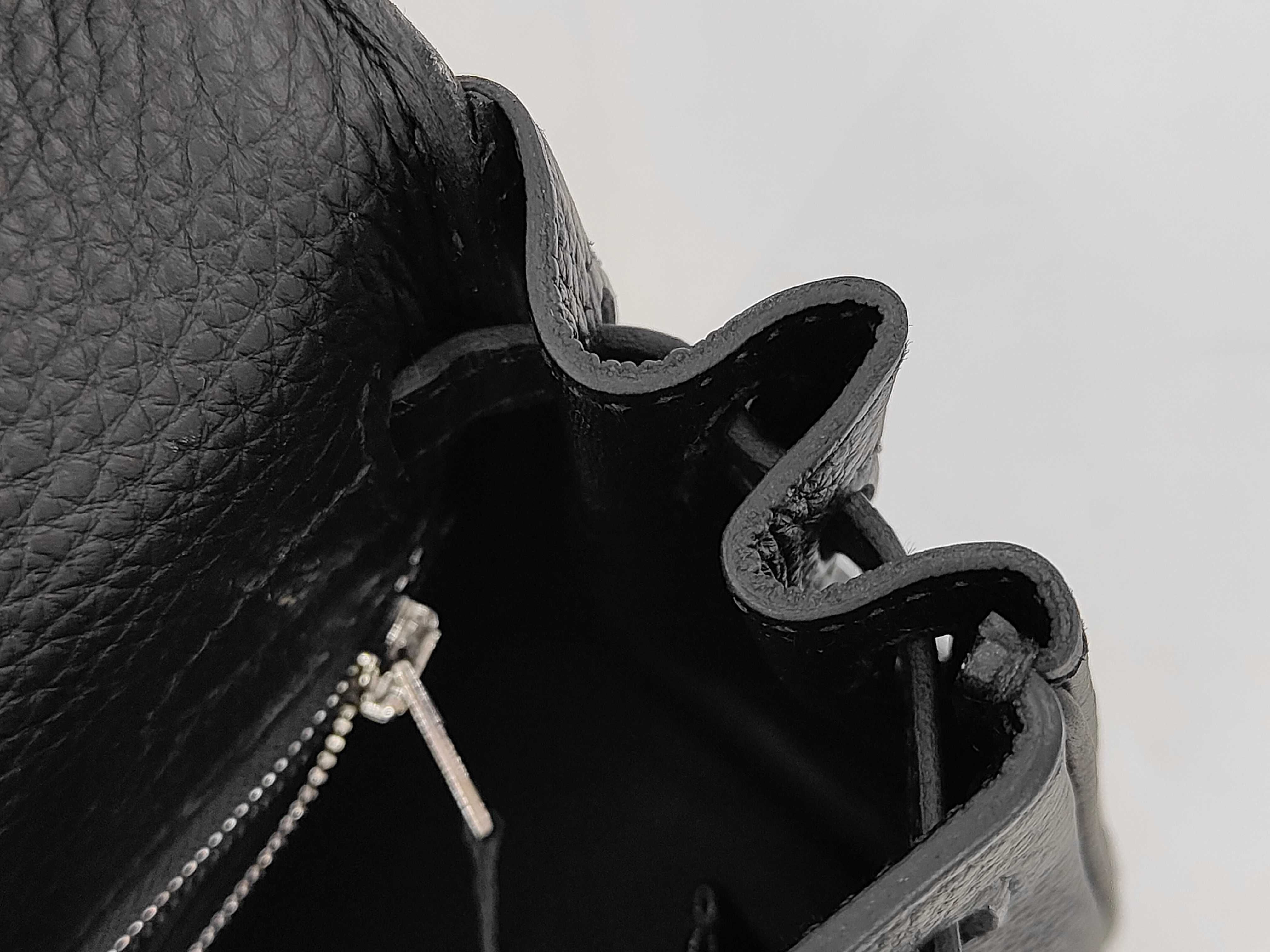 Kelly 25 Togo Leather Handbag, Black, Silver Hardware, Z Stamp — view 13