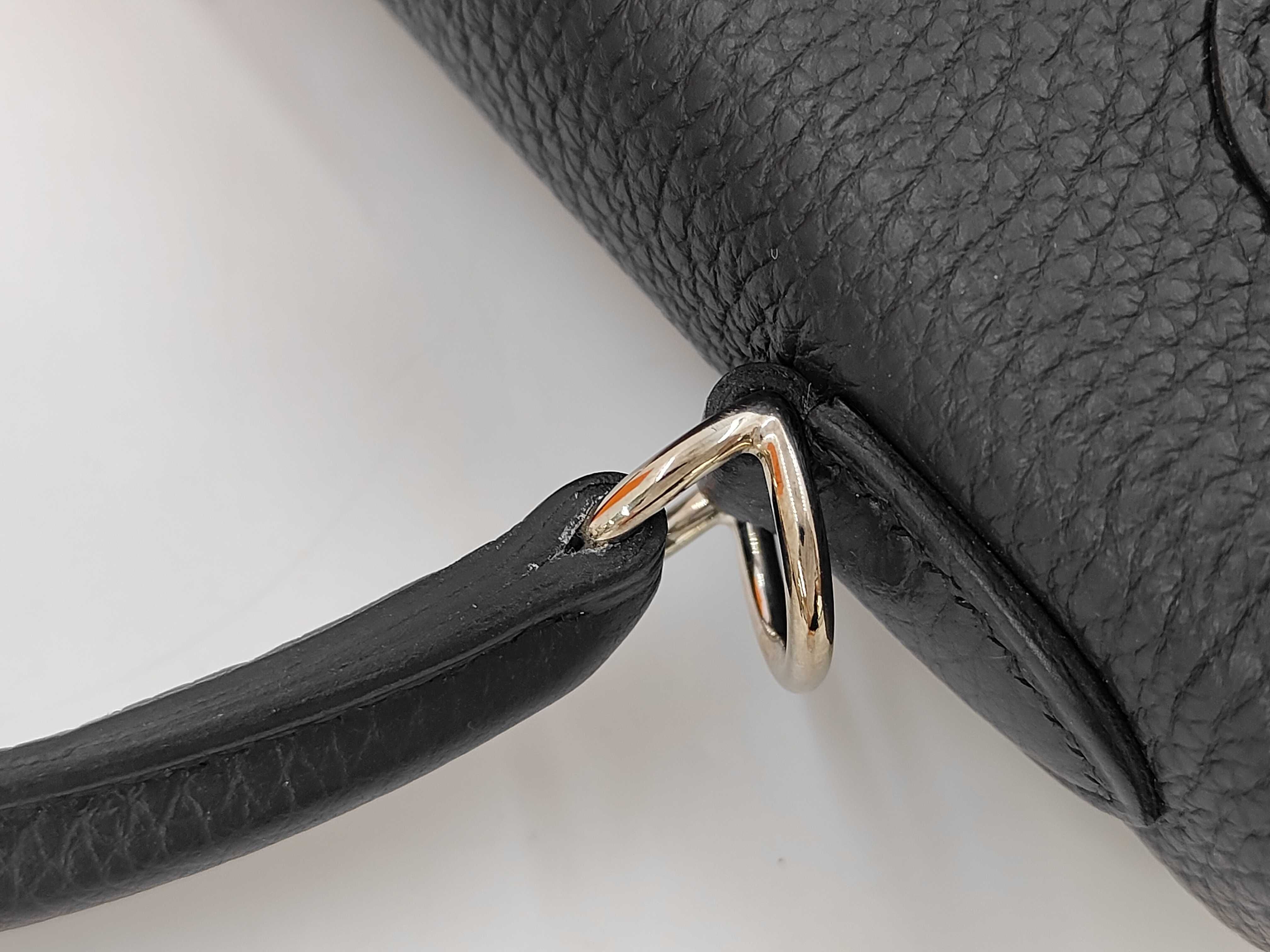 Kelly 25 Togo Leather Handbag, Black, Silver Hardware, Z Stamp — view 7