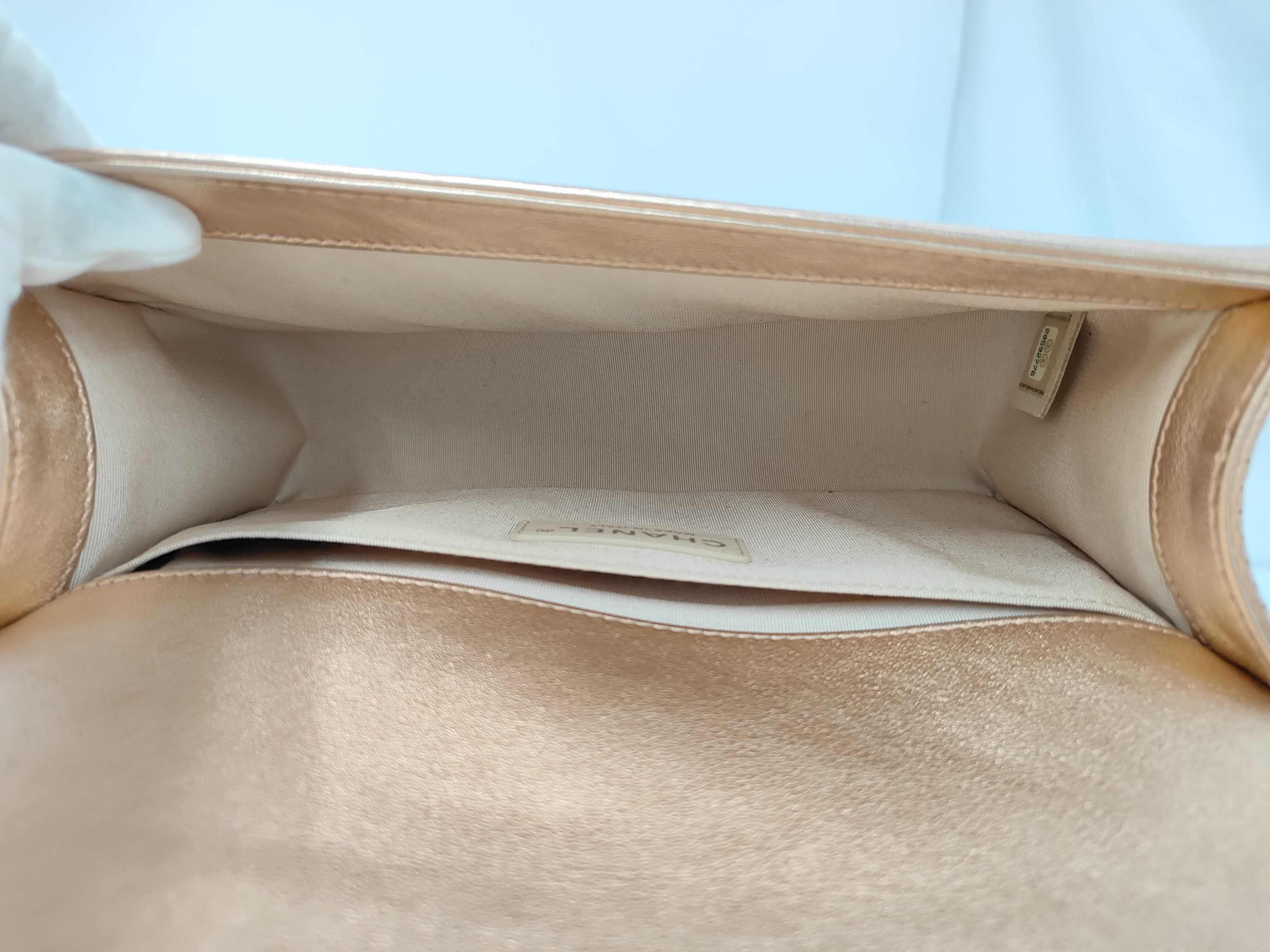 Boy Chanel Matelassé Chain Shoulder Bag, Perforated, Pink Gold — view 9