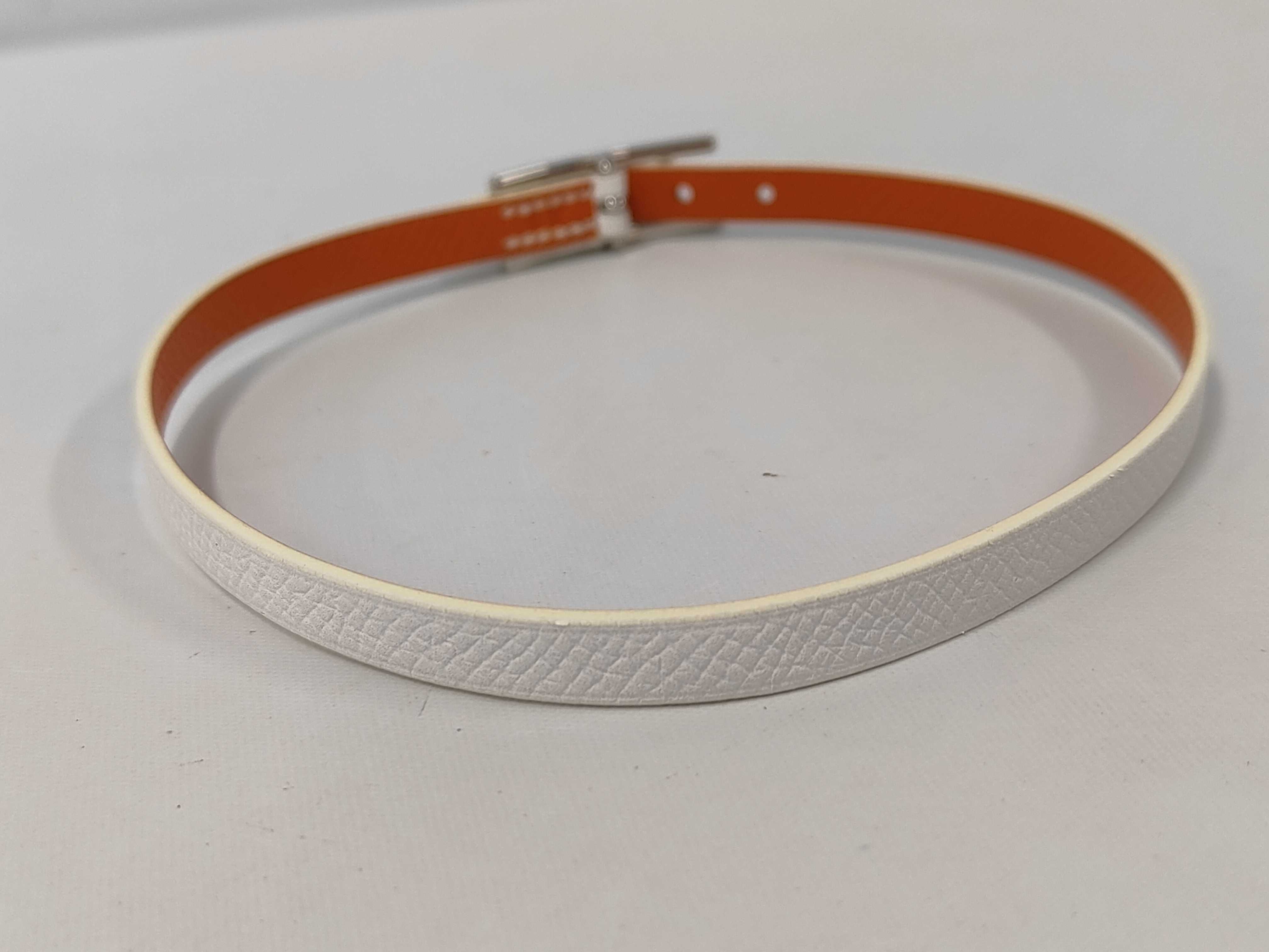Leather Appi 3 Bracelet, White, X Stamp, Bracelet/Bangle — view 2