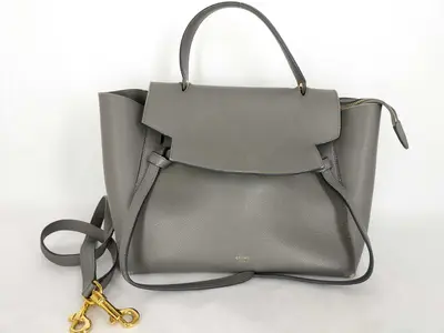 Grey Calfskin Belt Bag 2-Way Handbag