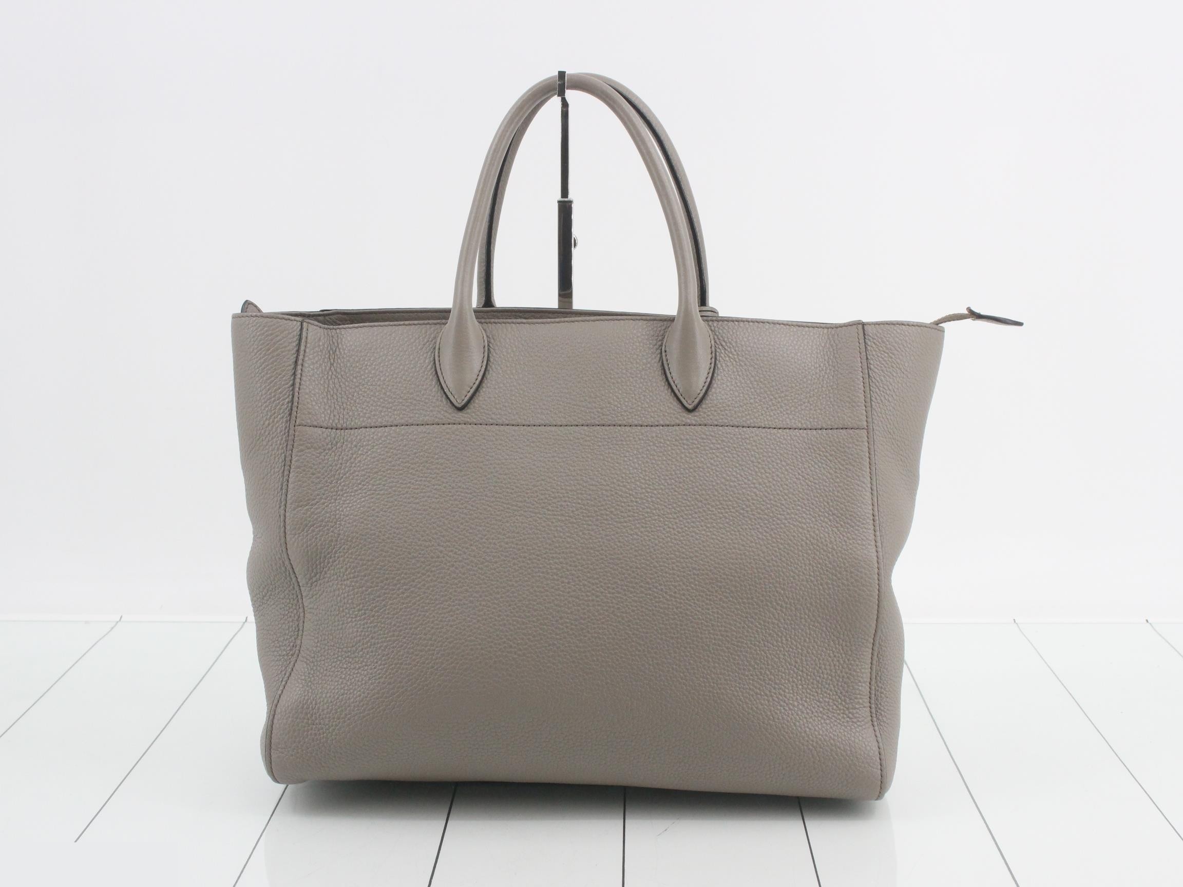 2-Way Leather Handbag, Gray — view 2