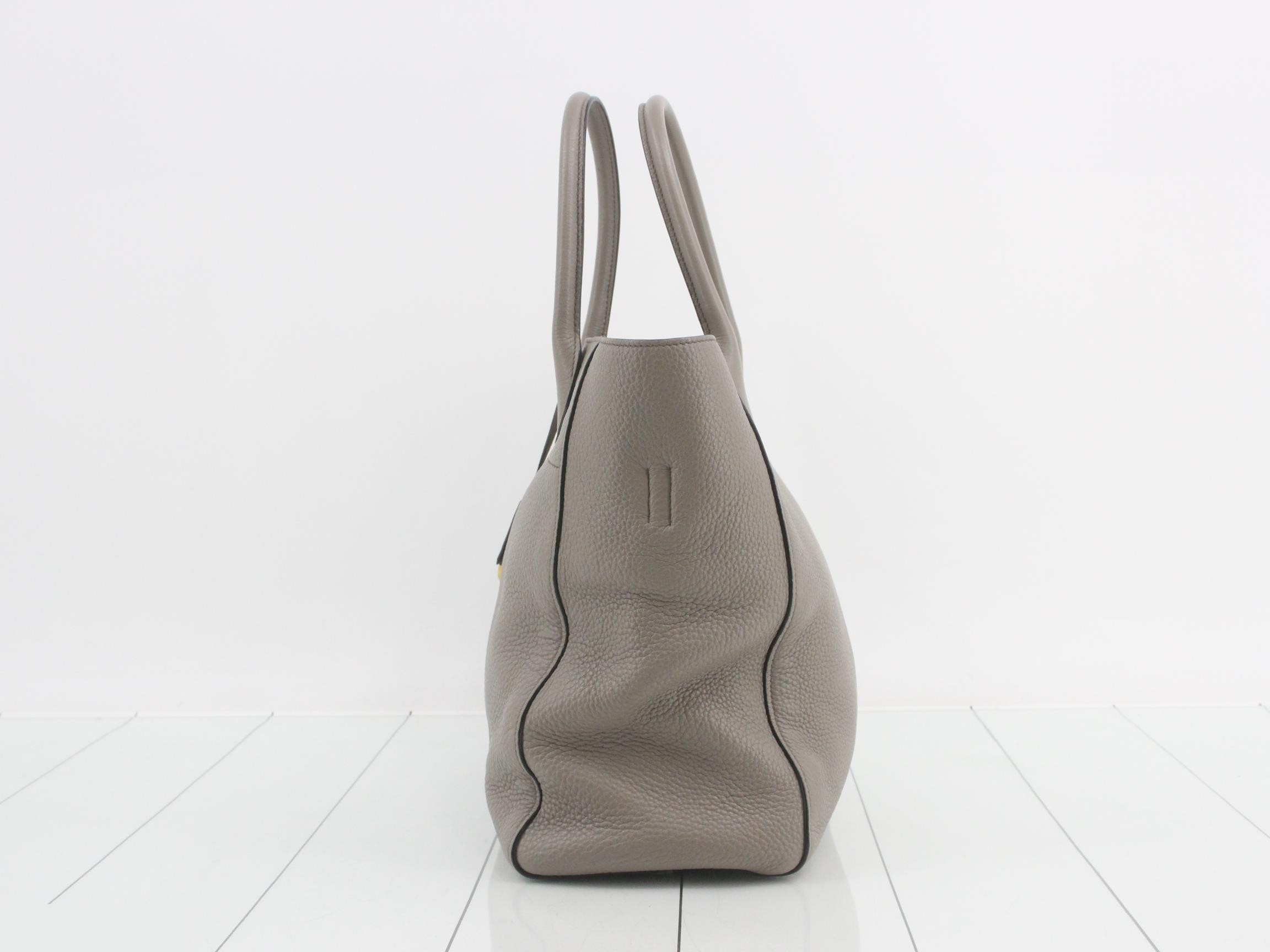 2-Way Leather Handbag, Gray — view 3