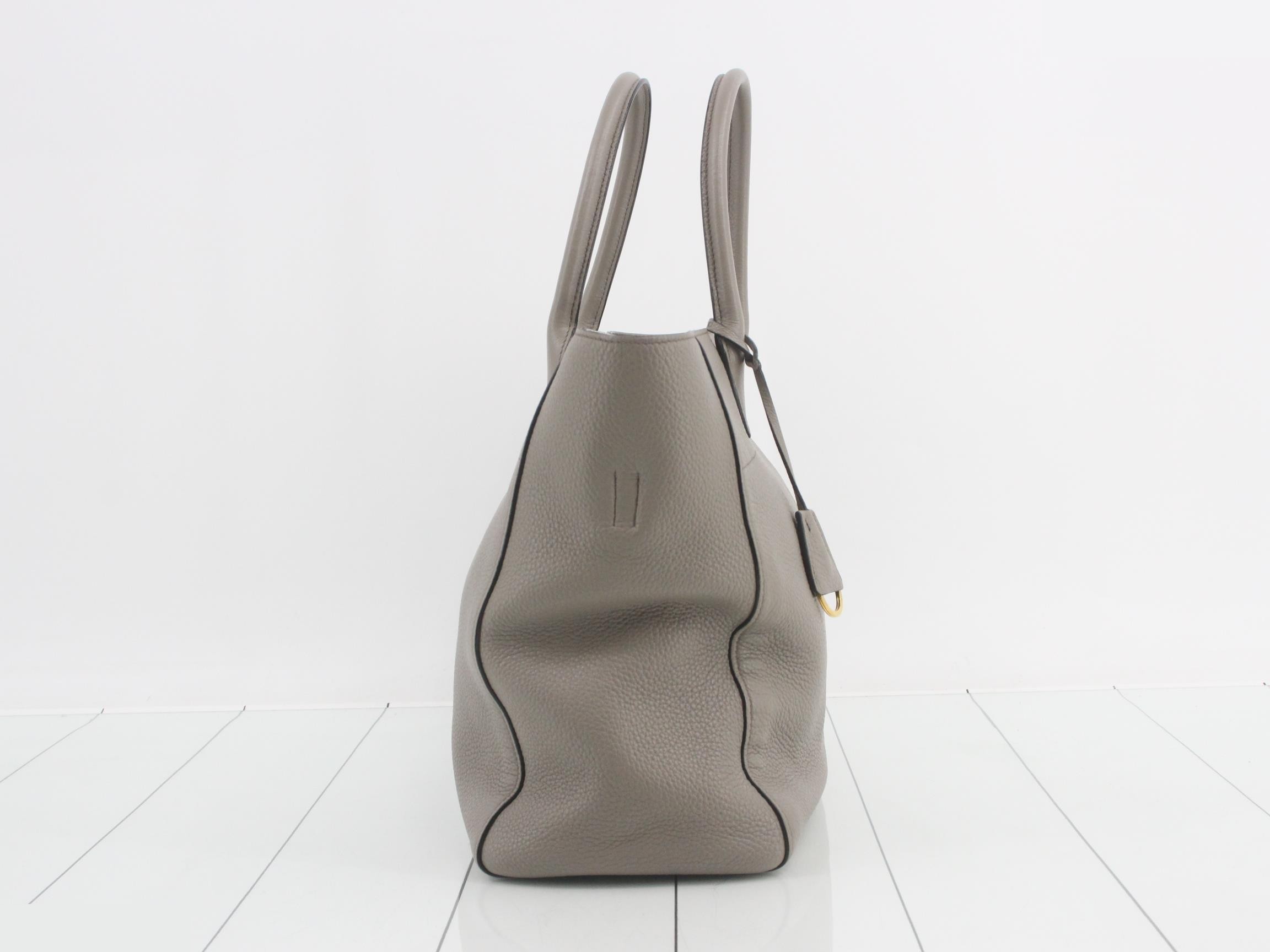 2-Way Leather Handbag, Gray — view 4