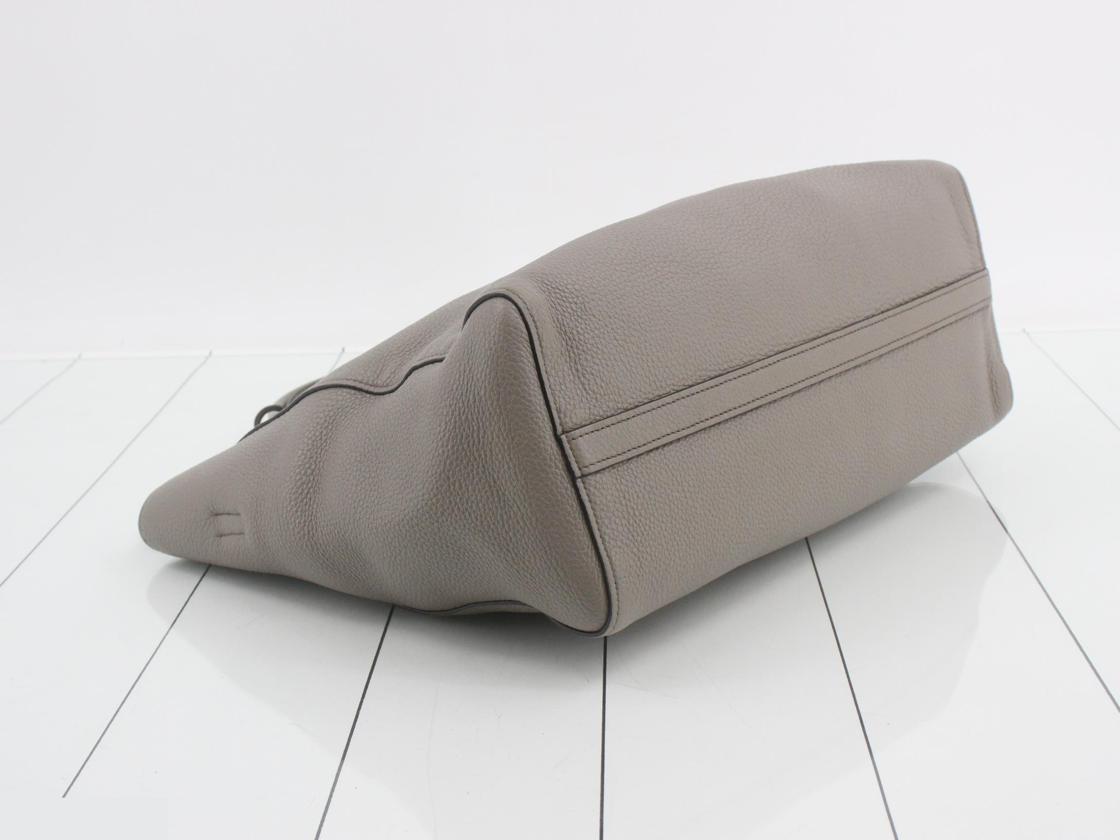 2-Way Leather Handbag, Gray — view 5