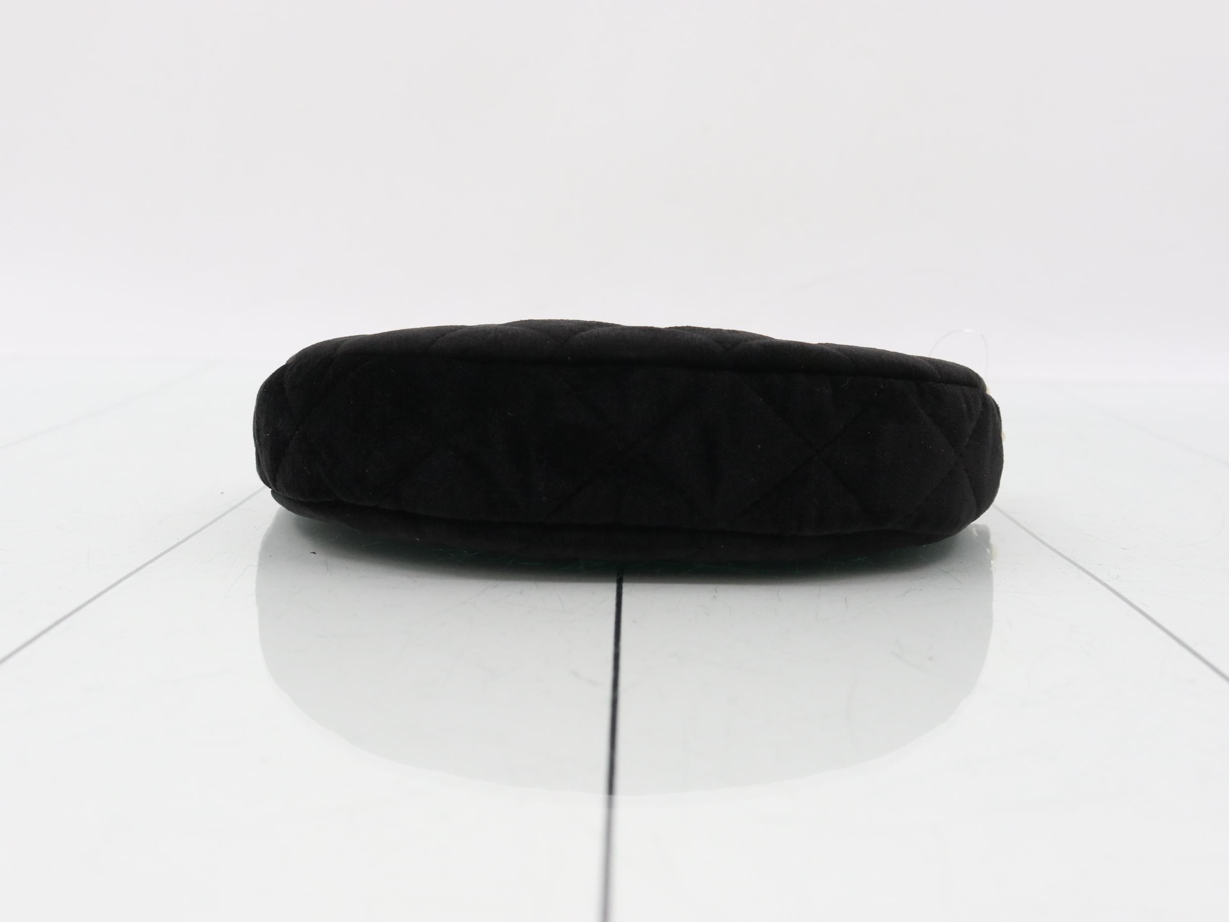 Suede Matelassé Chain Shoulder Bag, Black, Unused — view 3