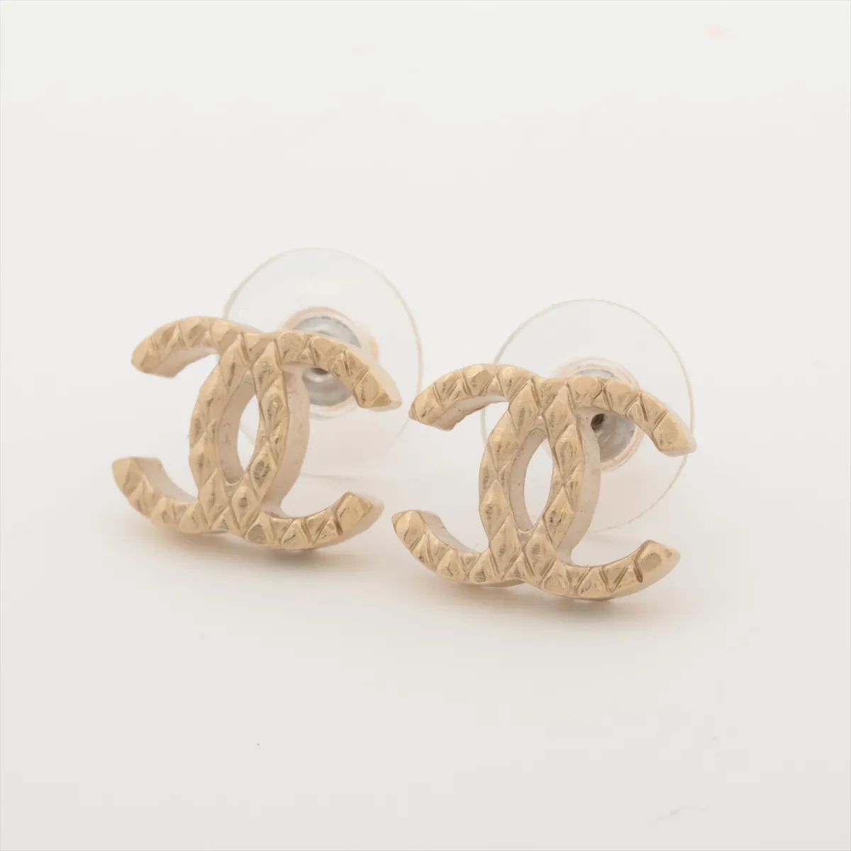 Coco Mark Matelassé 09A Earrings (Pair) GP Gold. Shows signs of wear, — view 3