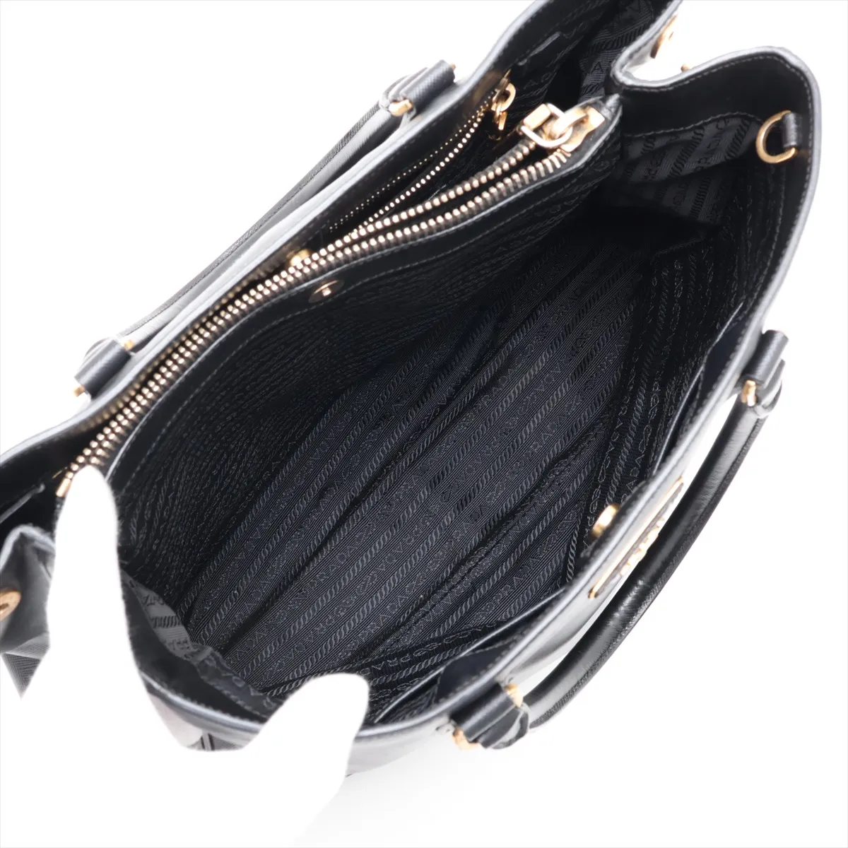 Saffiano Galleria Leather 2-Way Handbag, Black — view 8
